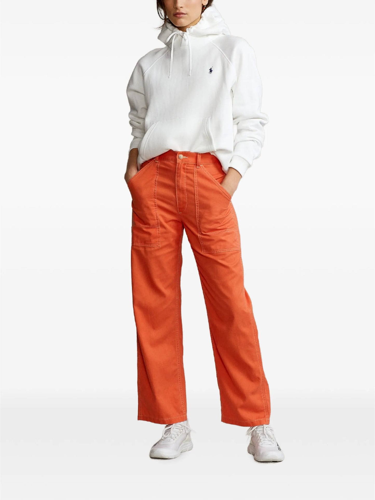 twill straight-leg utility trousers