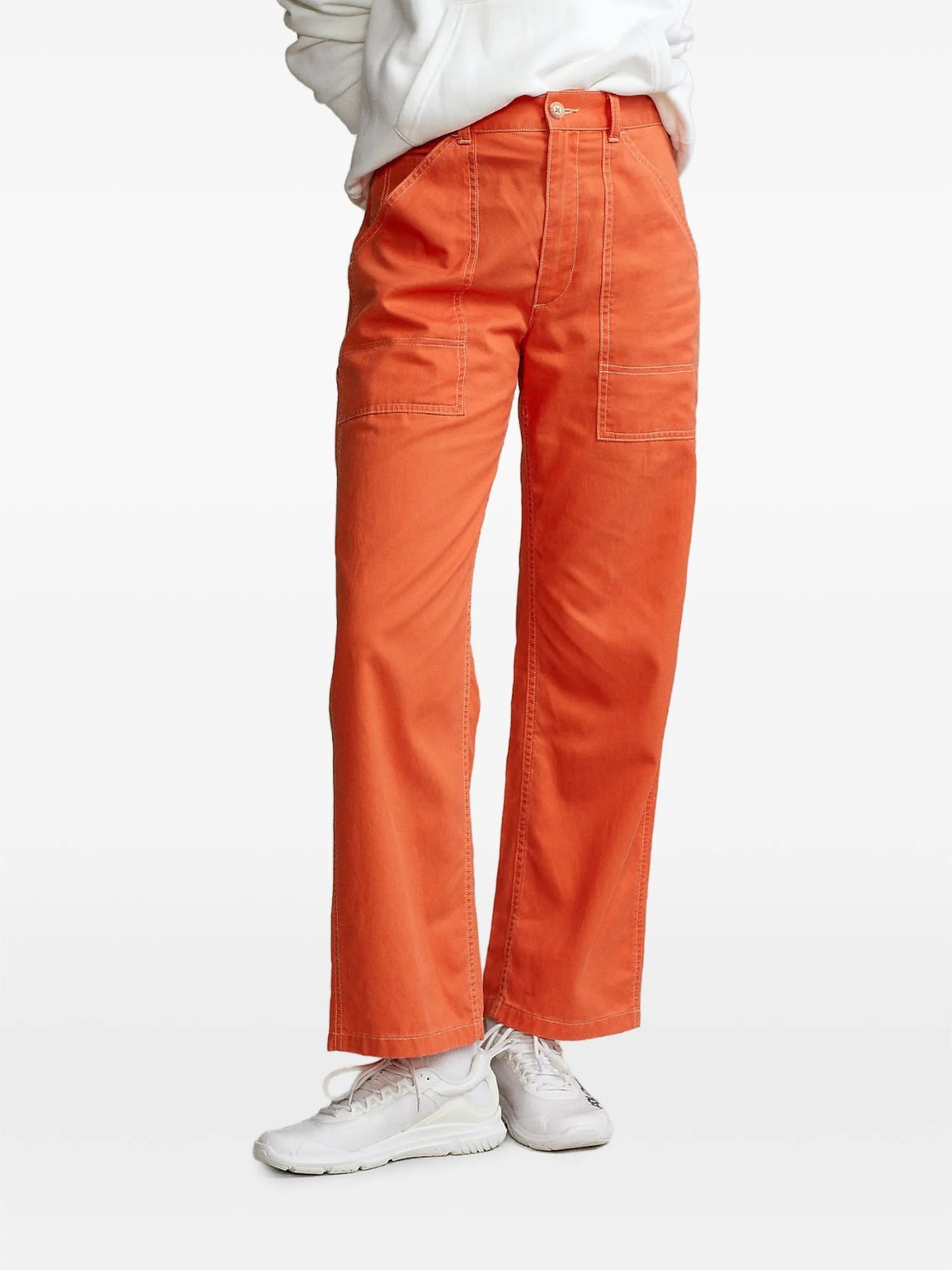 twill straight-leg utility trousers