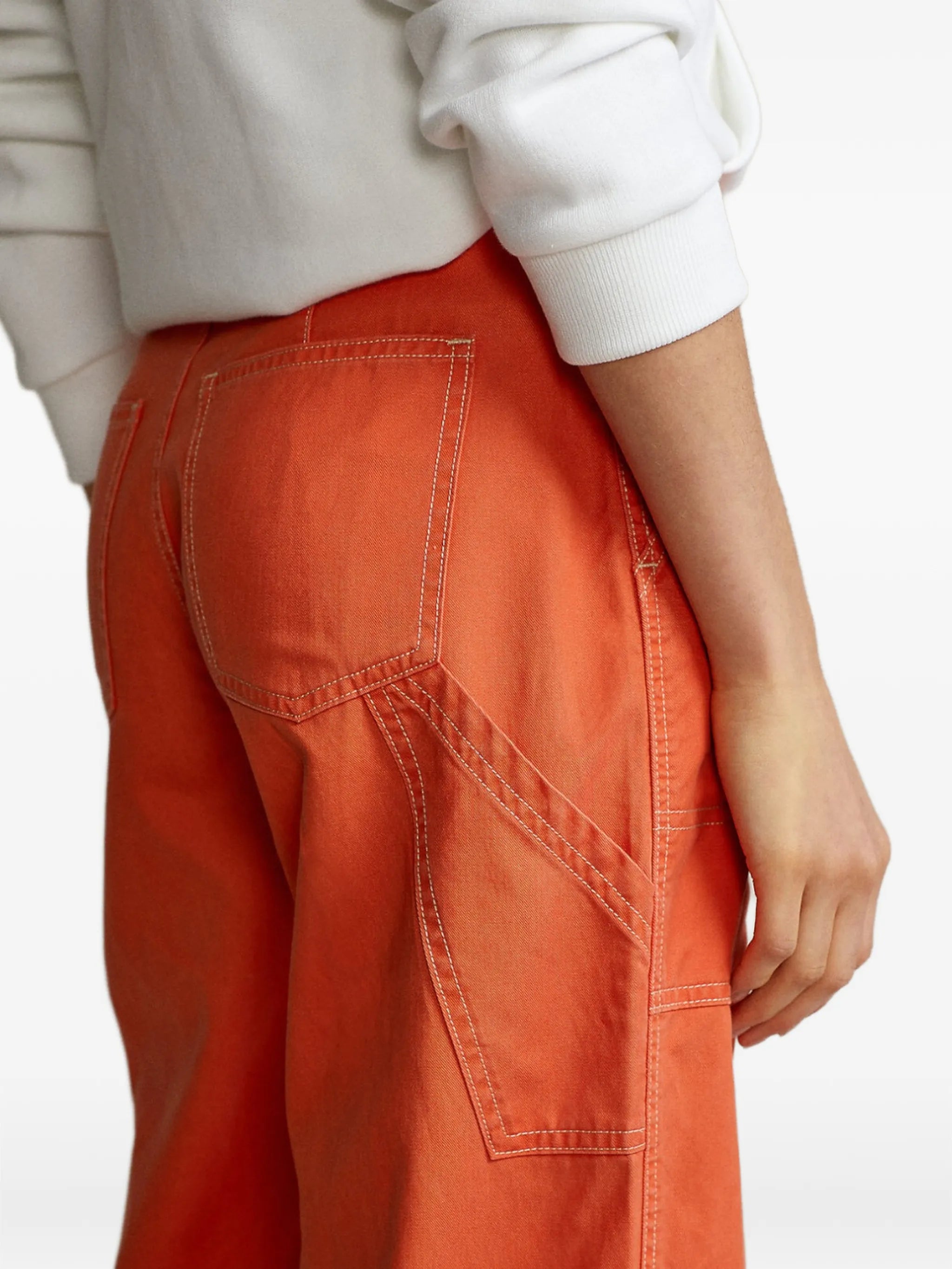 twill straight-leg utility trousers