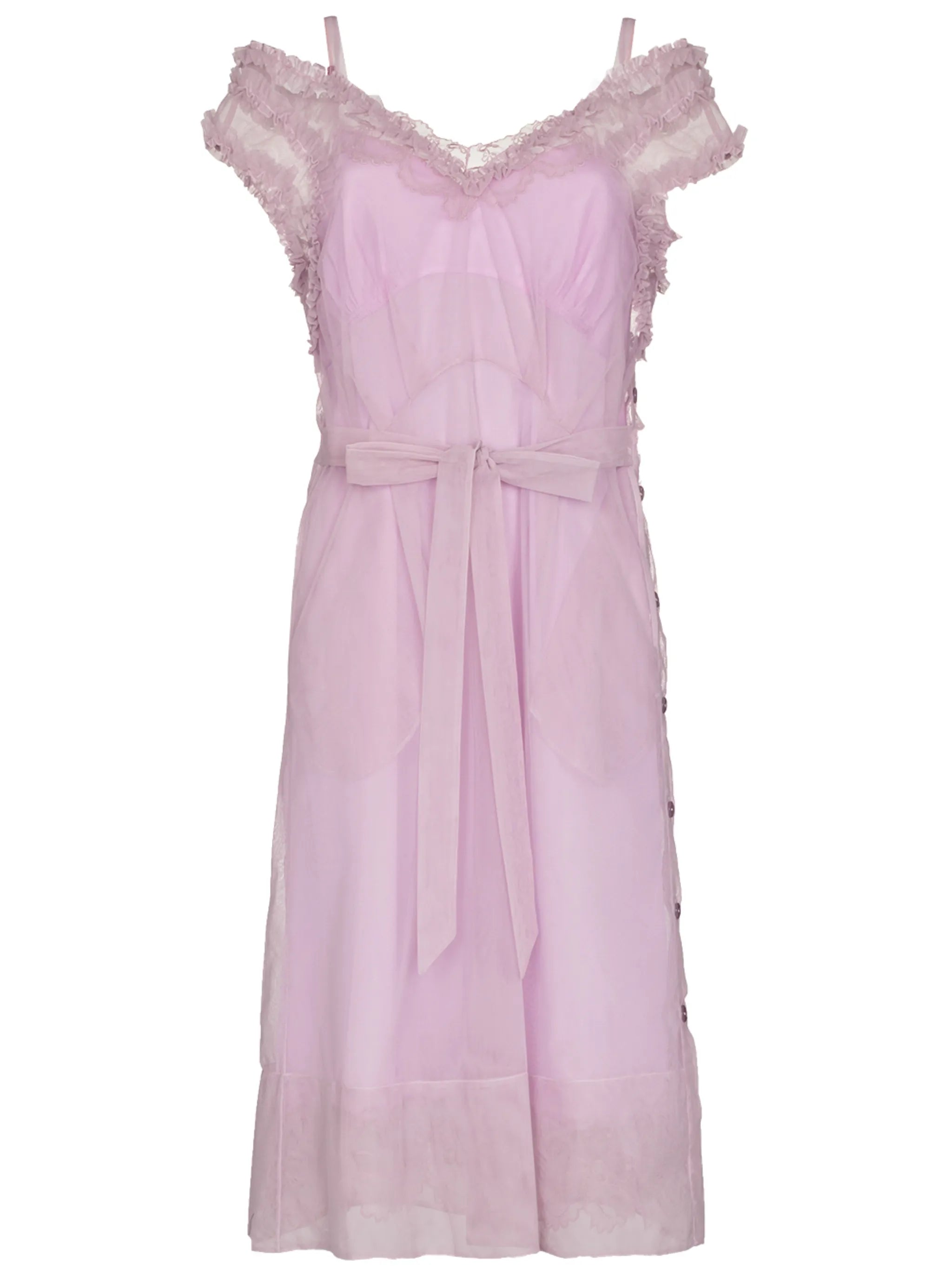 frill-trim off-shoulder dress