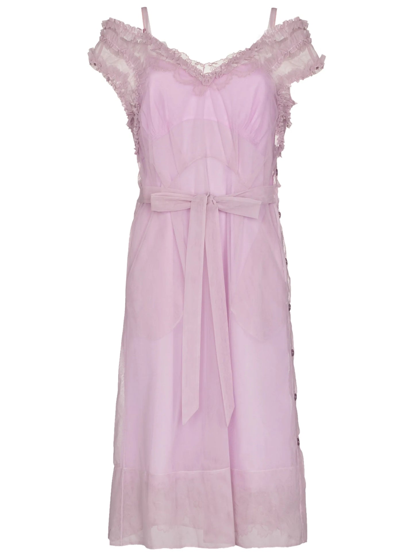frill-trim off-shoulder dress