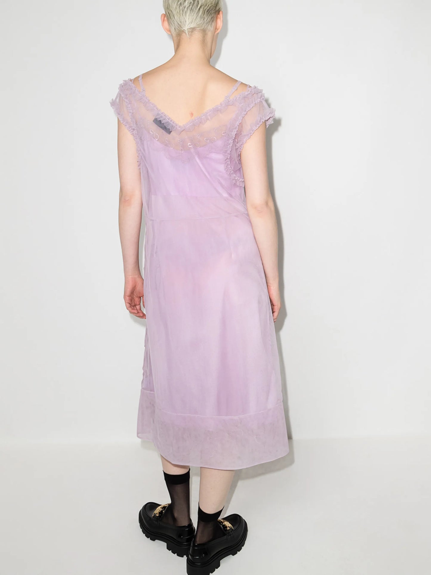 frill-trim off-shoulder dress