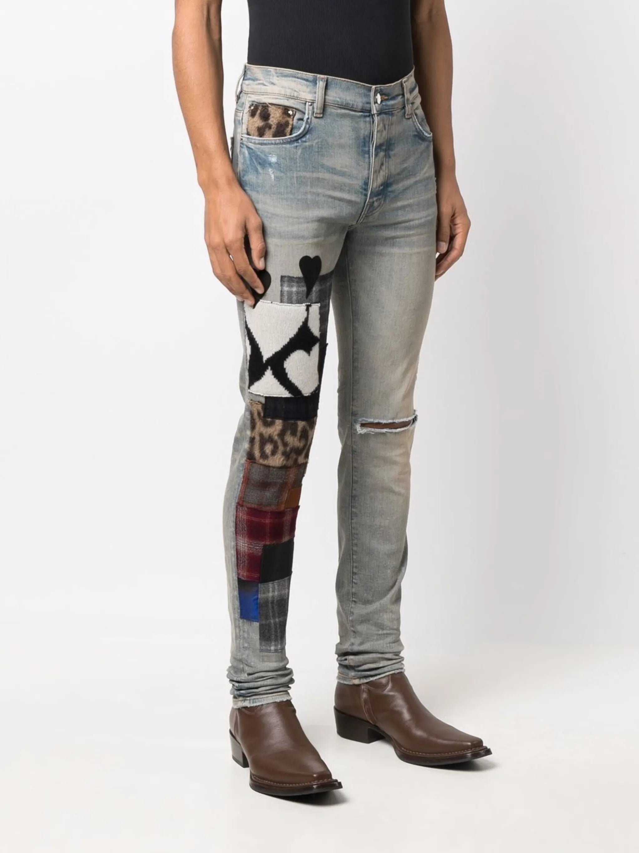 patchwork-detail denim jeans