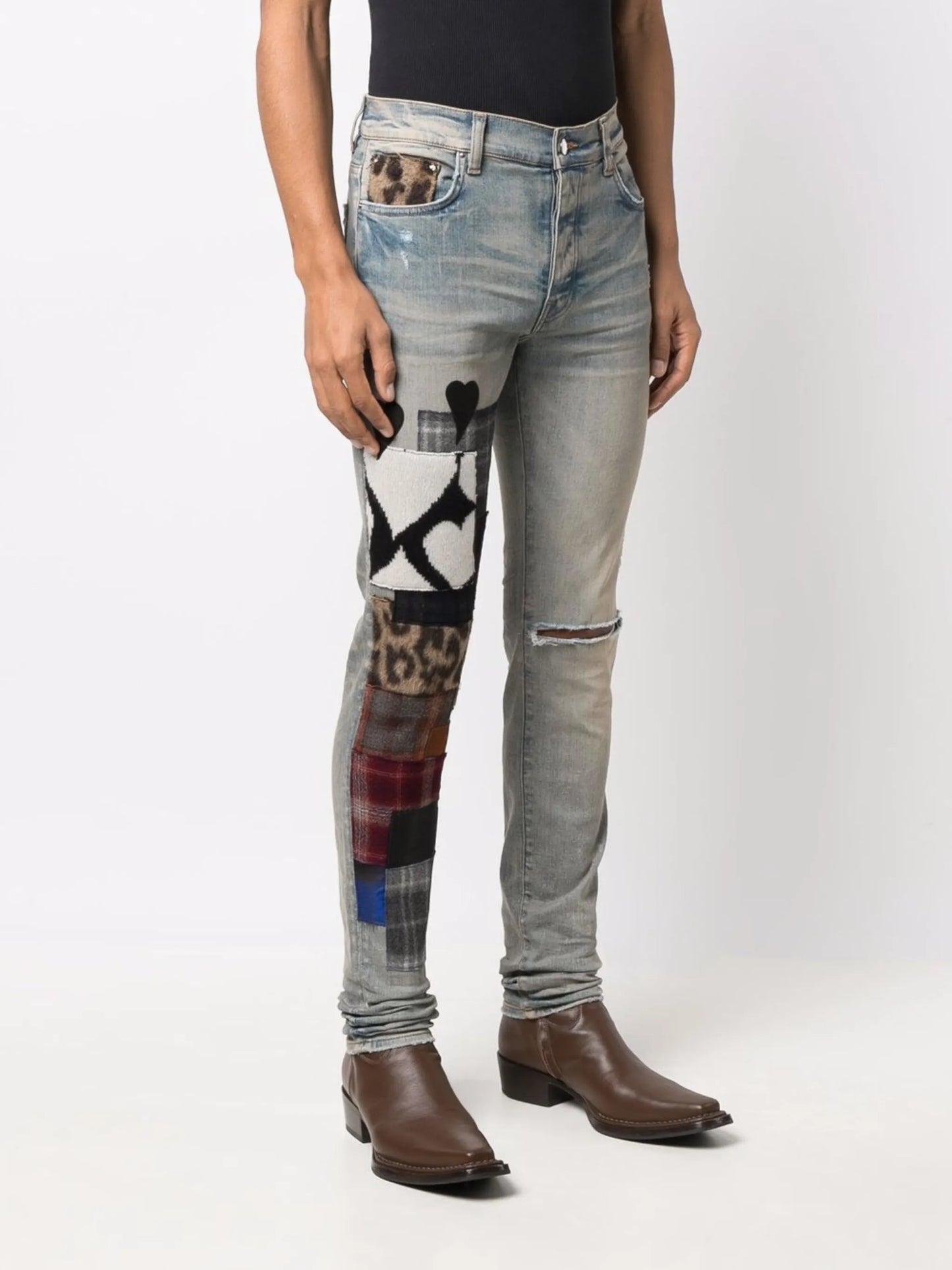 patchwork-detail denim jeans
