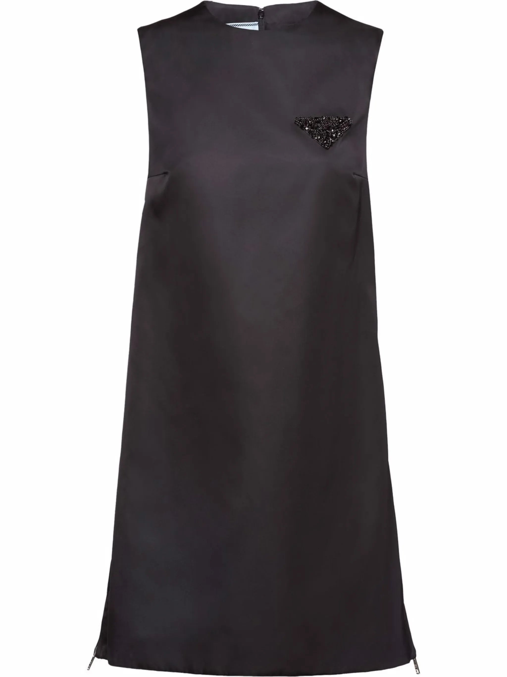 Re-Nylon embellished logo-plaque shift dress