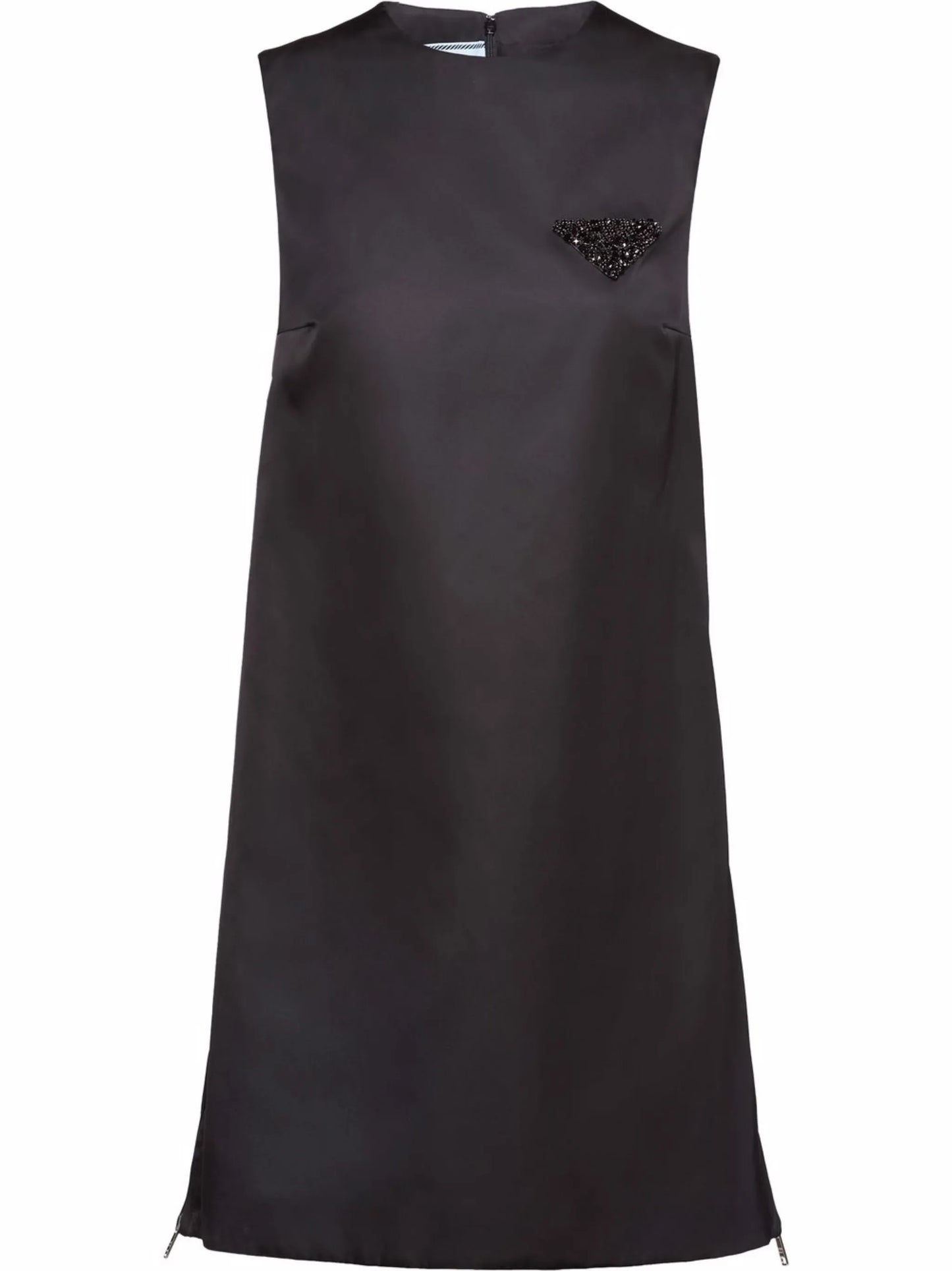 Re-Nylon embellished logo-plaque shift dress