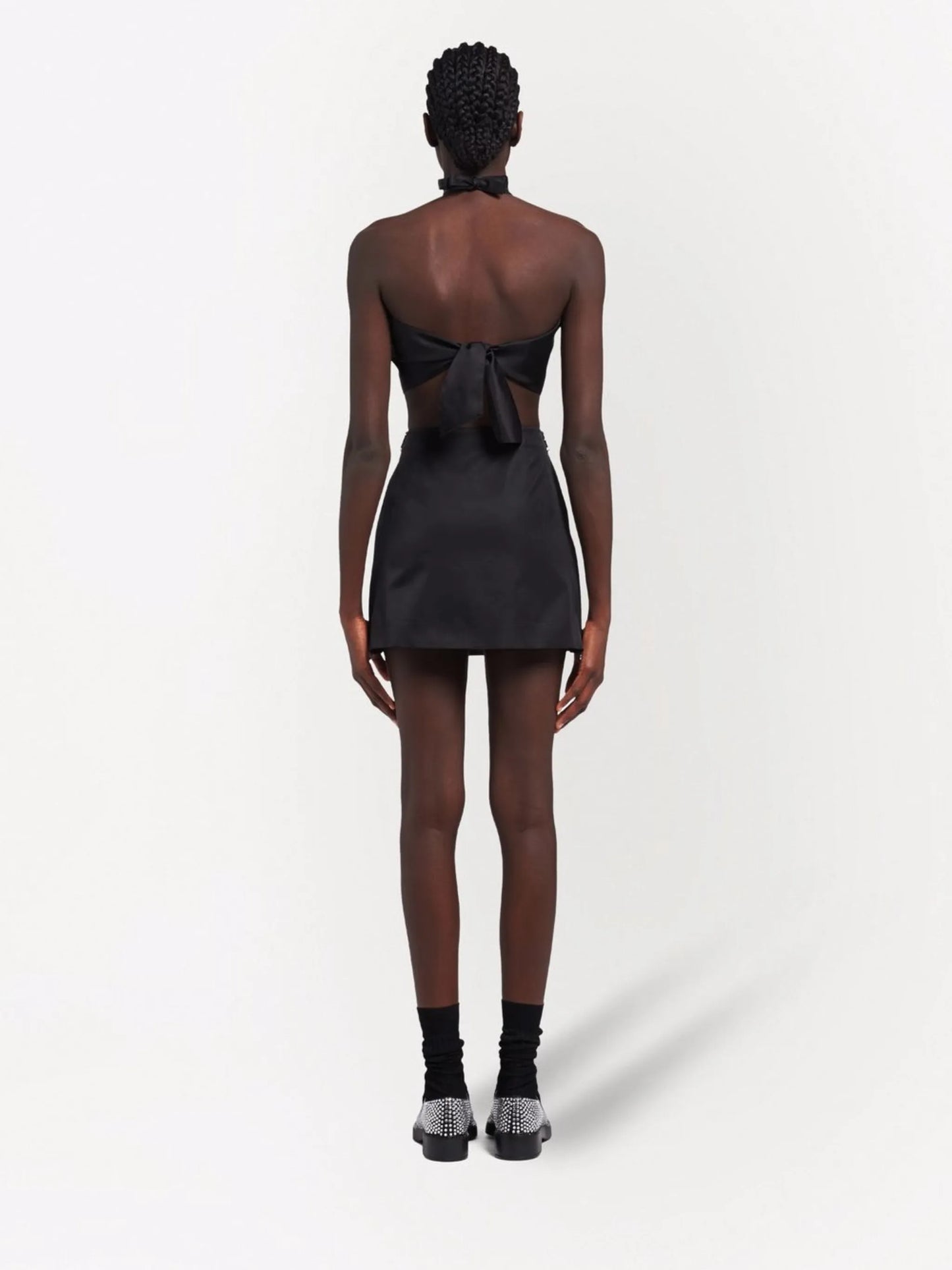 Re-Nylon halterneck crop top