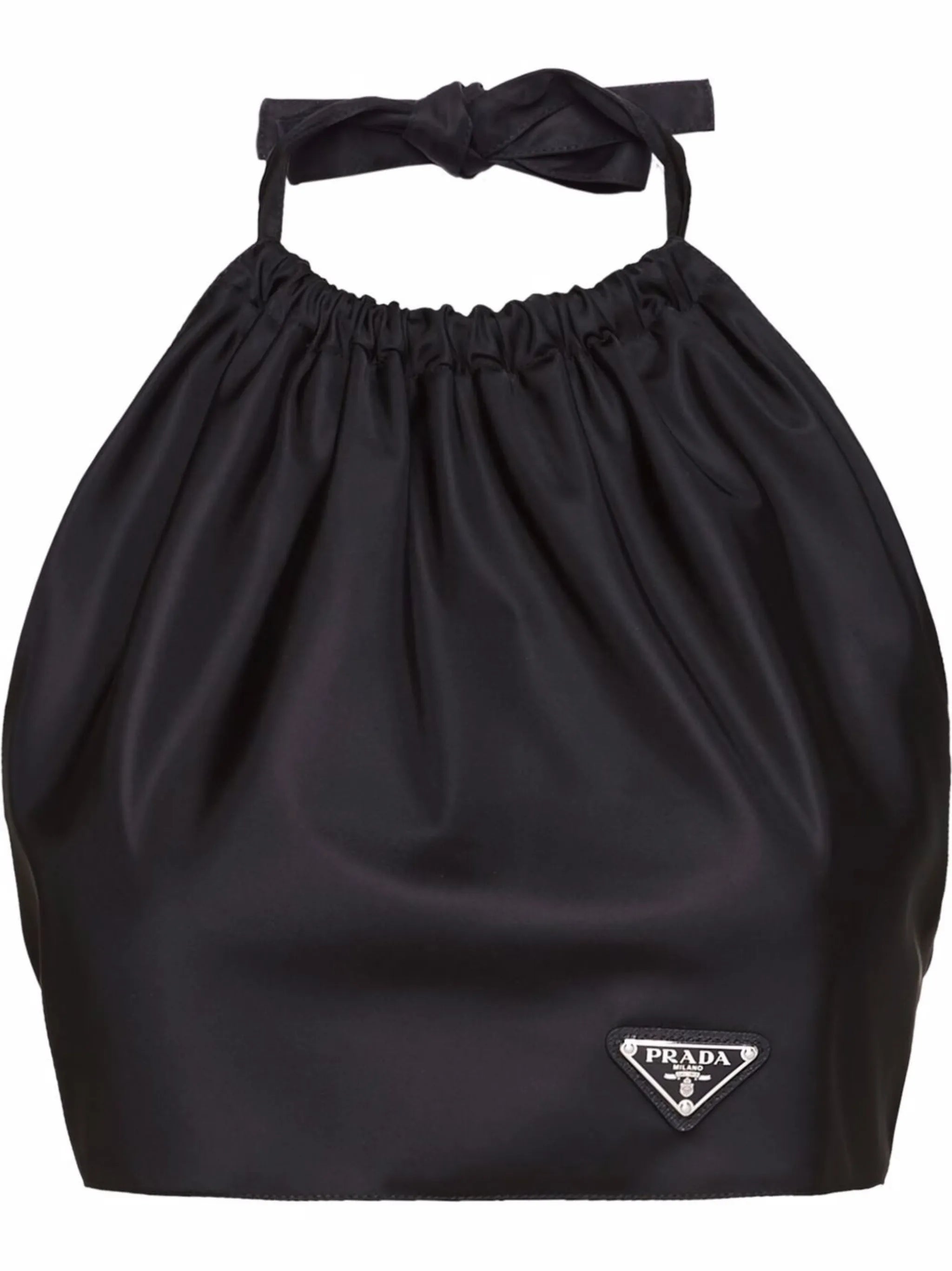Re-Nylon halterneck crop top