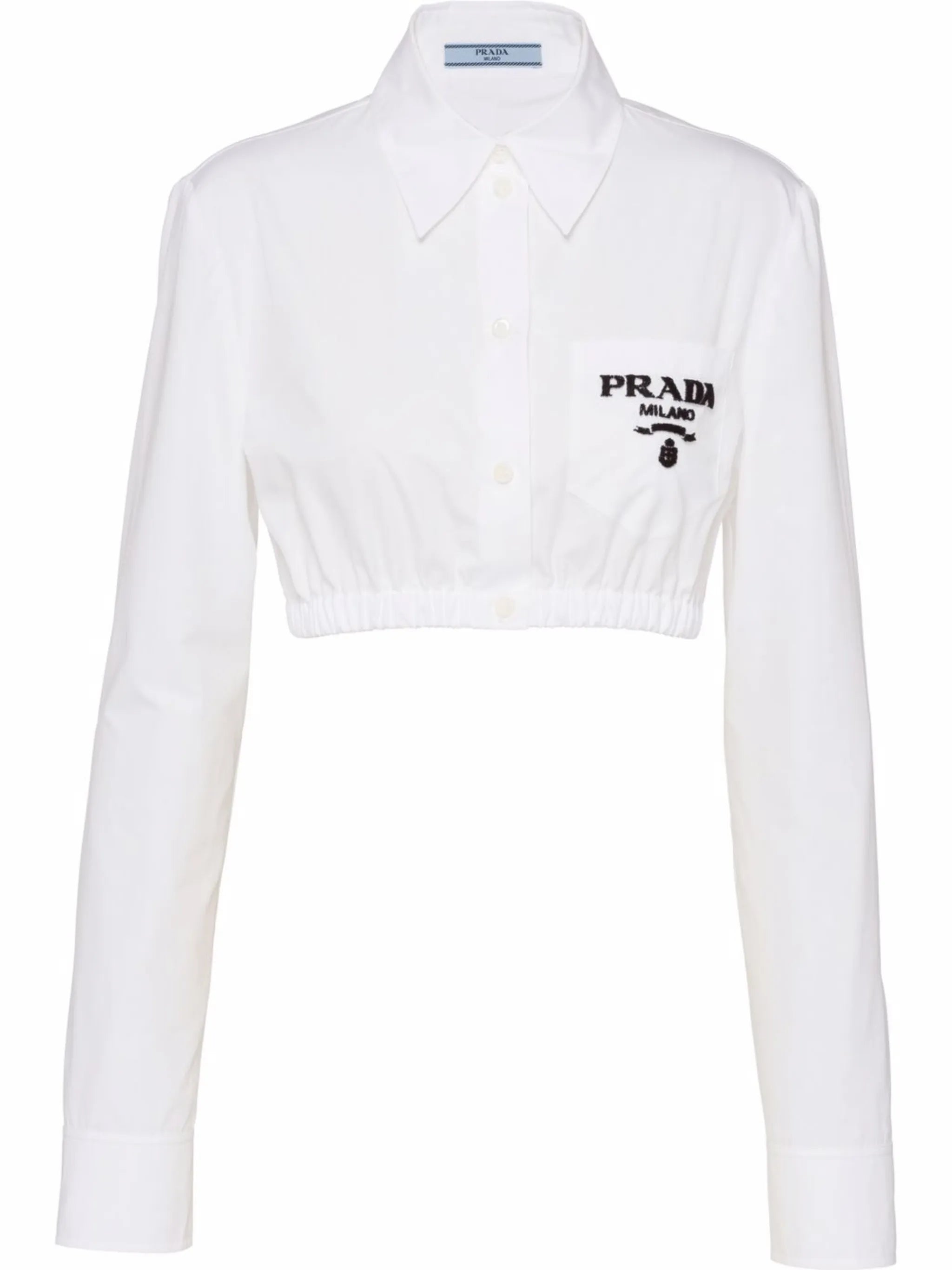 embroidered-logo cropped poplin shirt