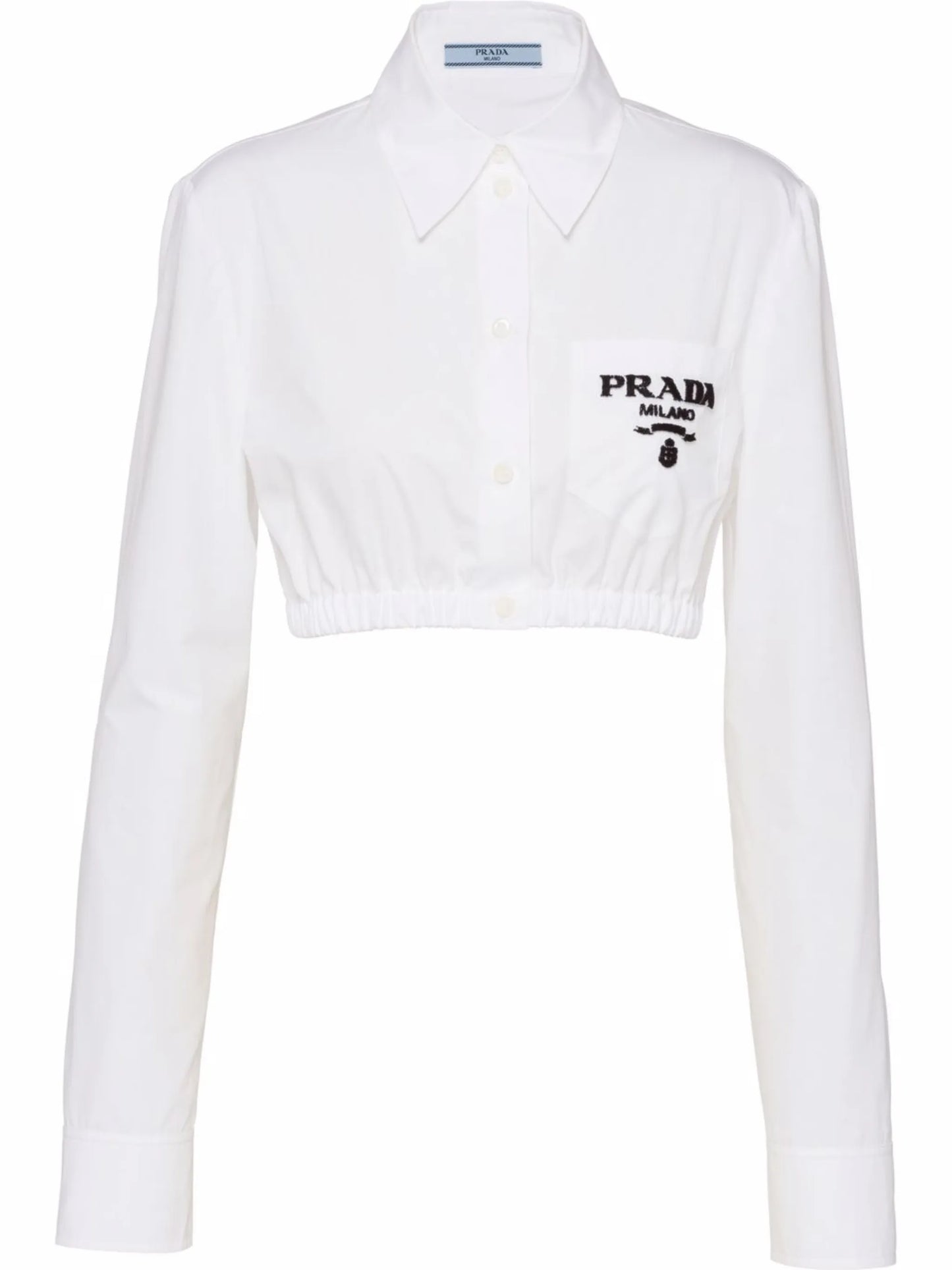 embroidered-logo cropped poplin shirt