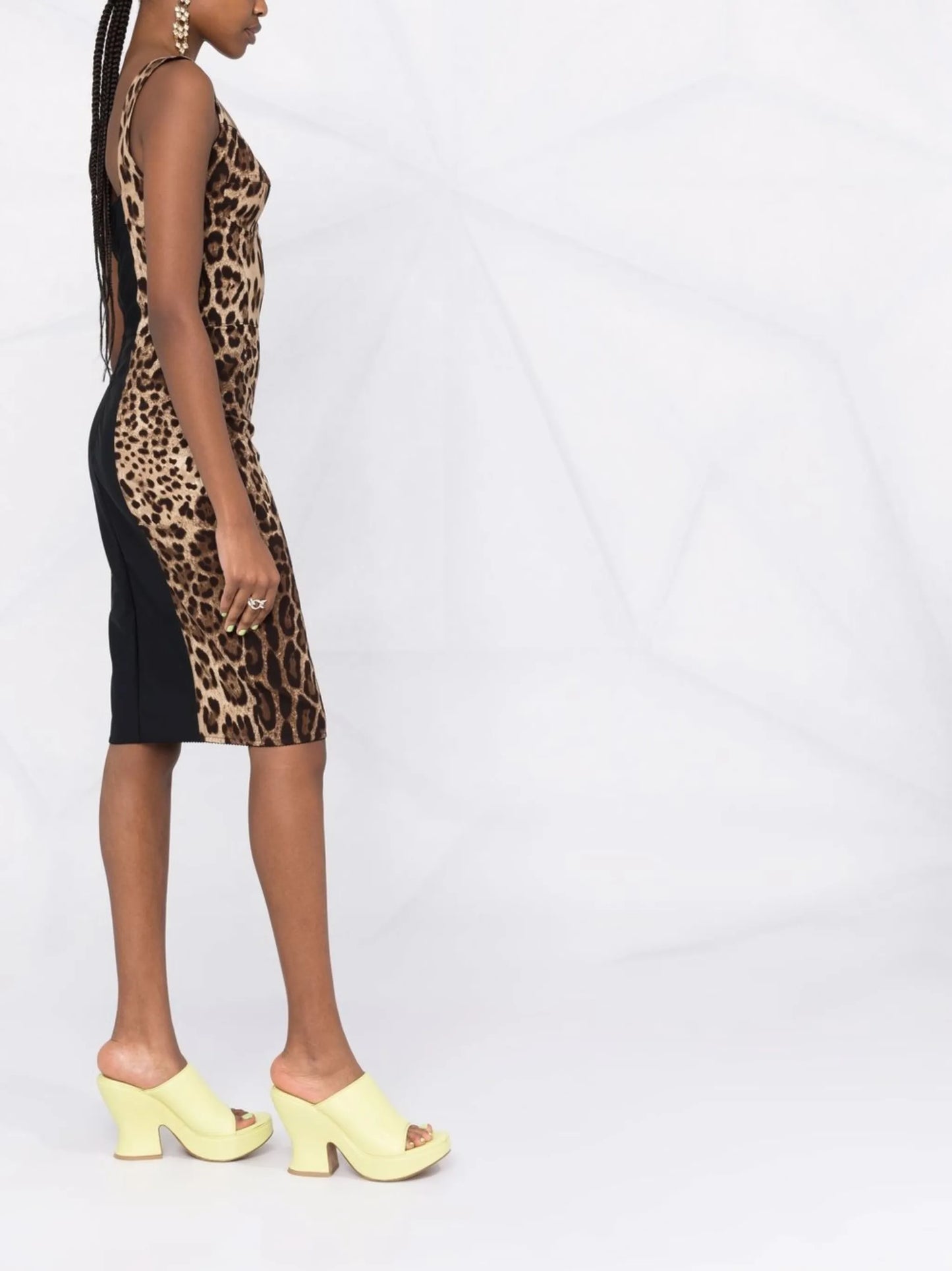 leopard-print corset midi dress