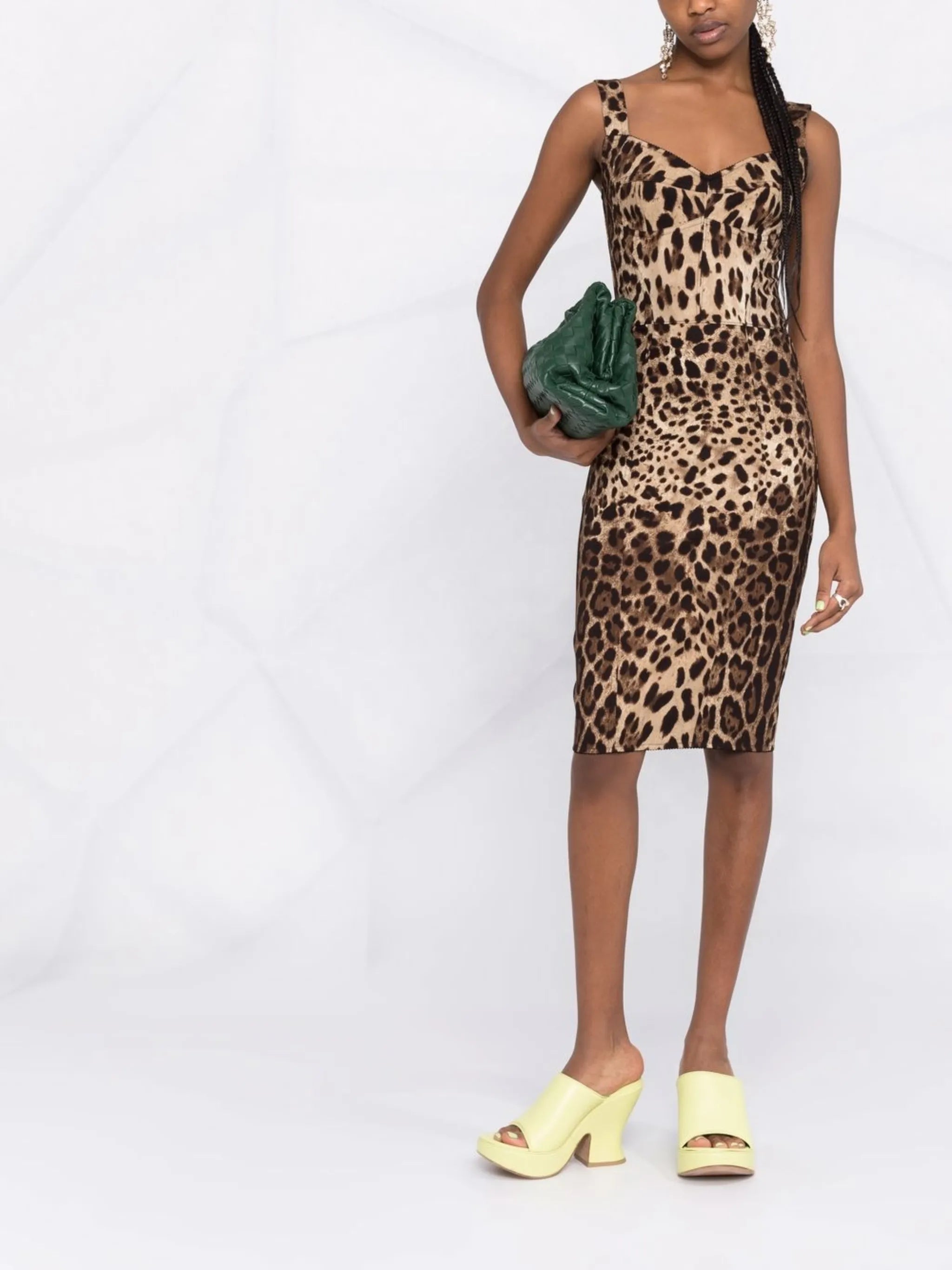 leopard-print corset midi dress