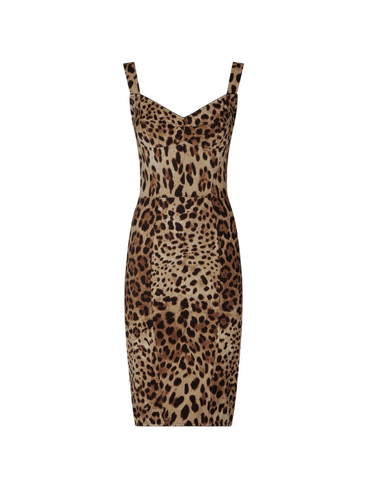 leopard-print corset midi dress
