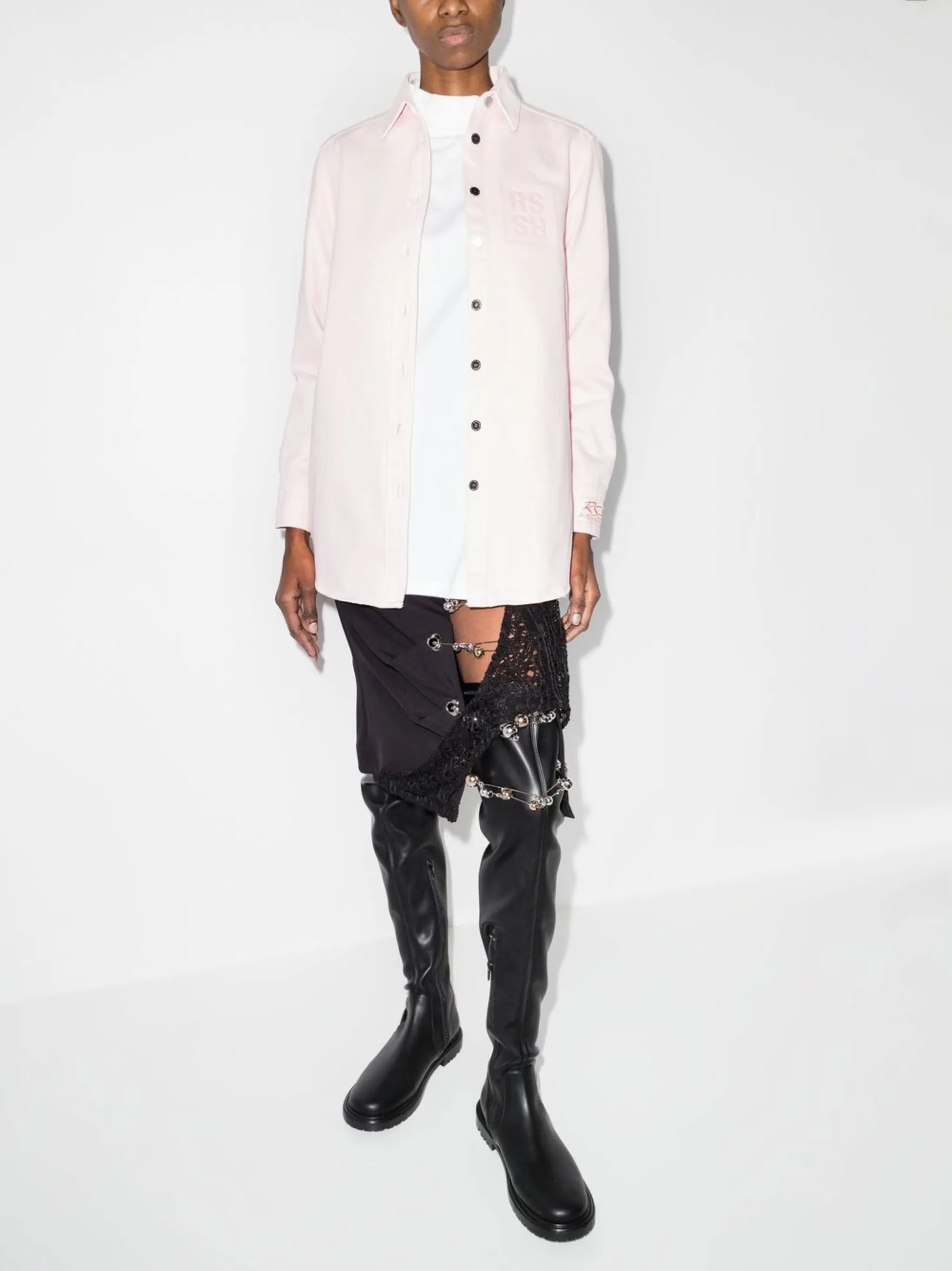 buttoned-up long-sleeved shirt