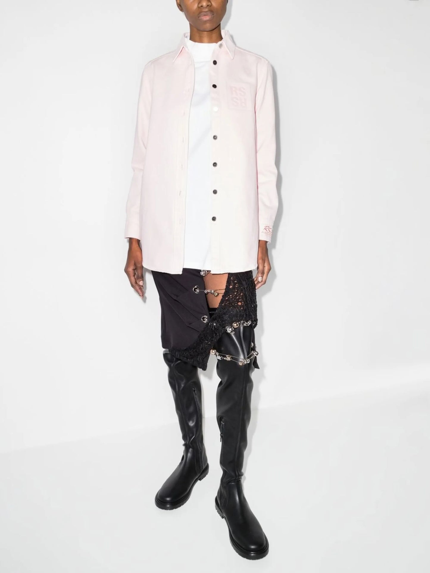 buttoned-up long-sleeved shirt