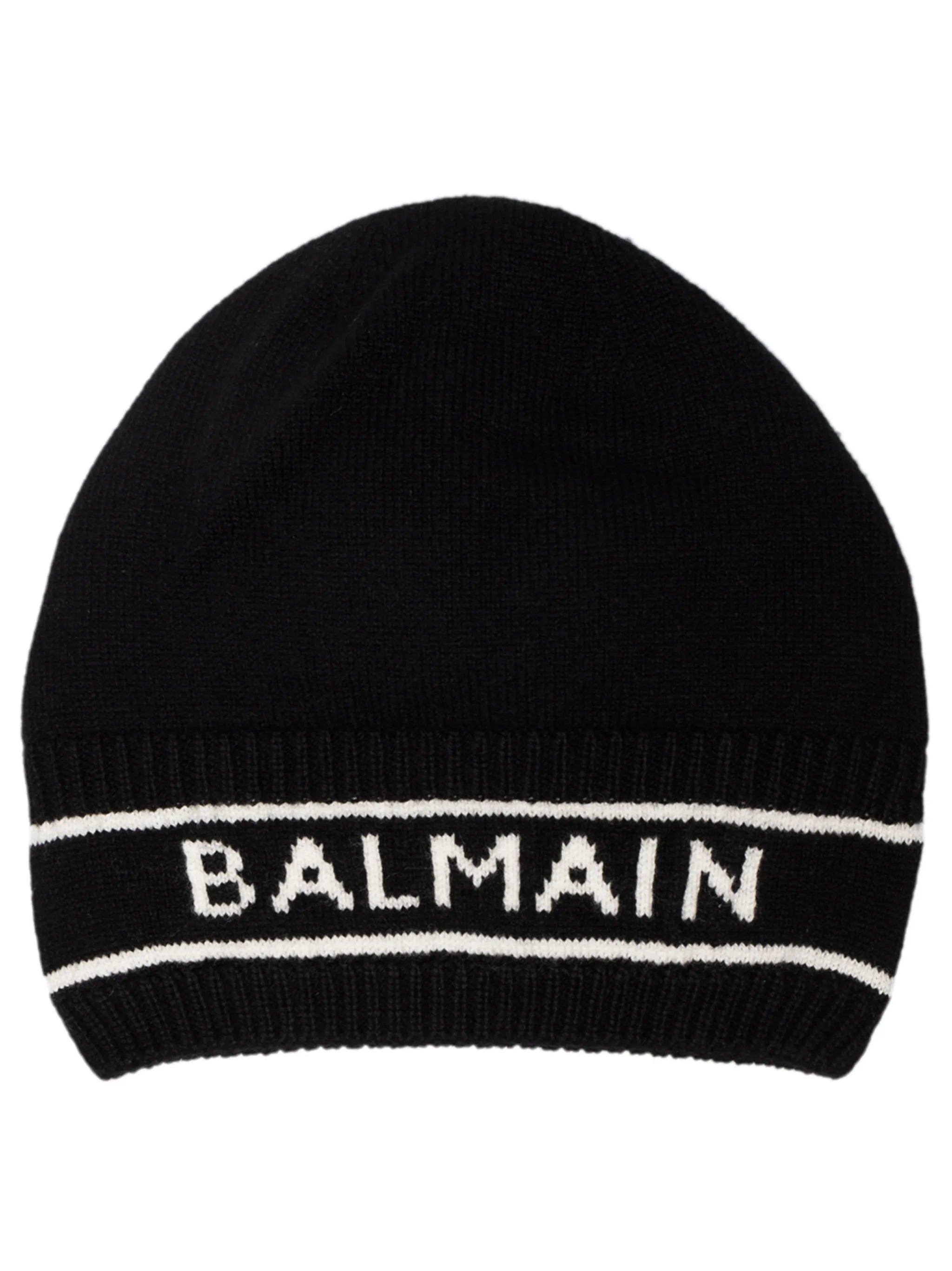 logo-intarsia merino wool-cashmere blend beanie