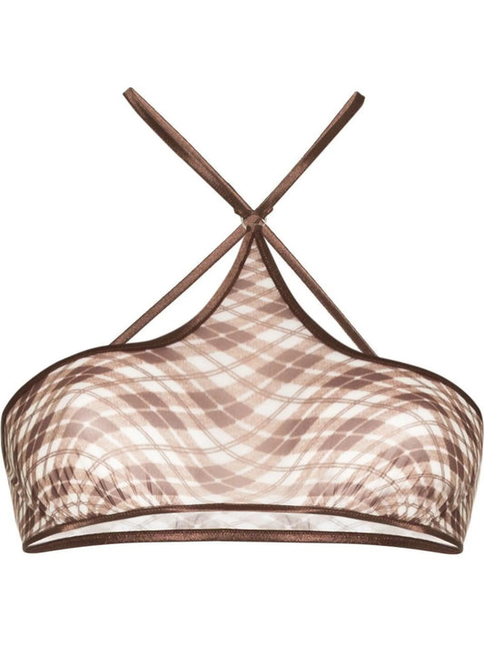 check pattern sports bra