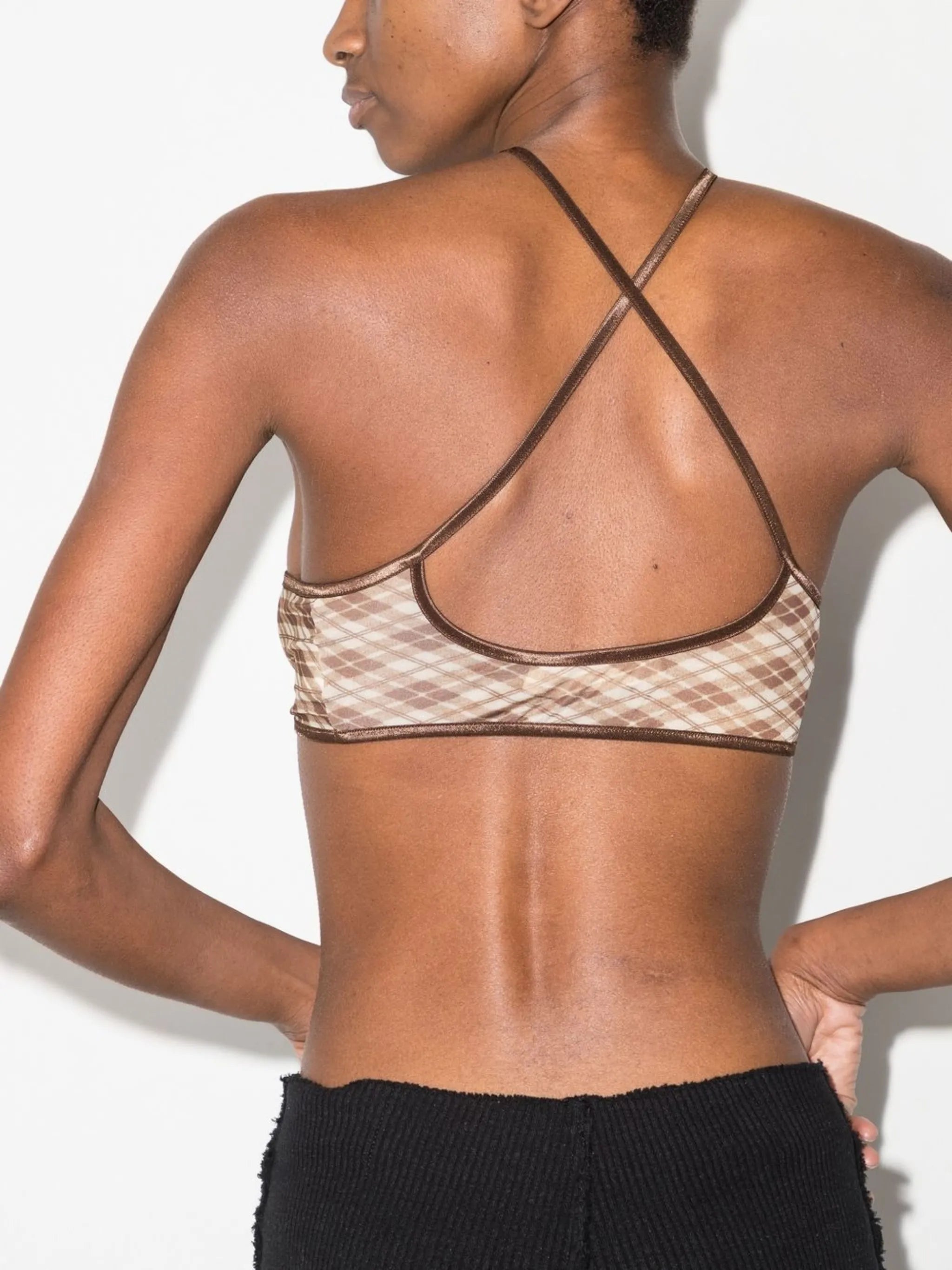 check pattern sports bra