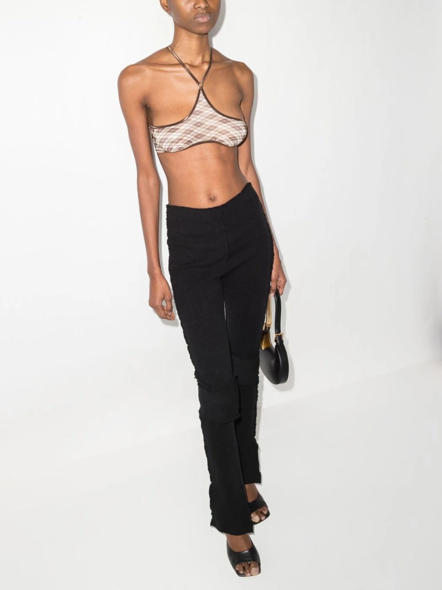 check pattern sports bra