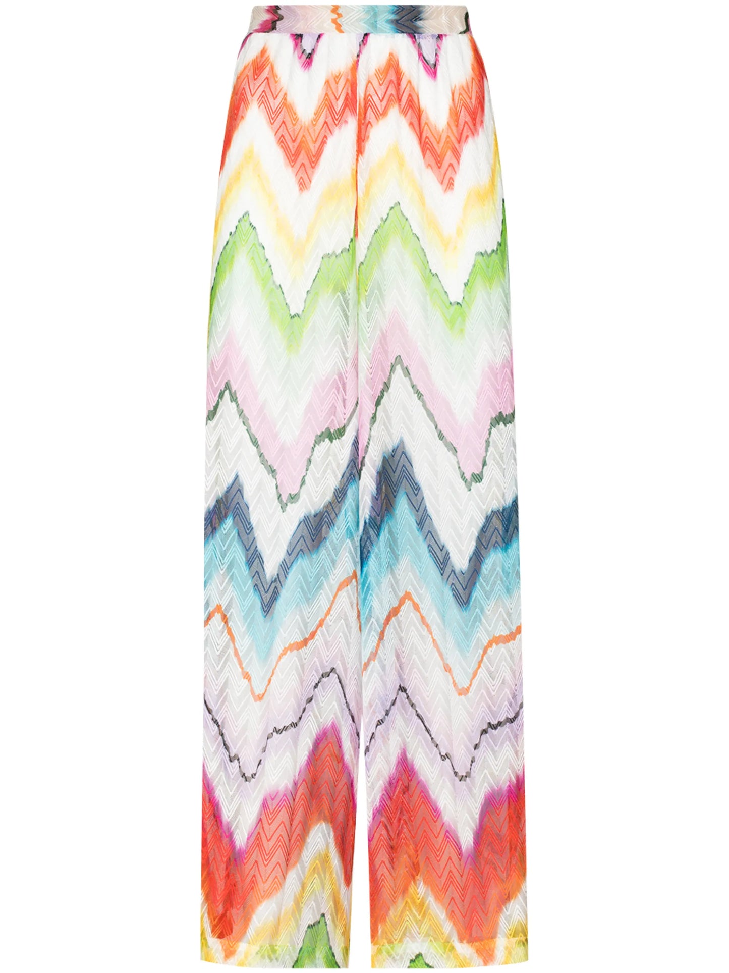 zig-zag pattern high-waisted wide leg trousers