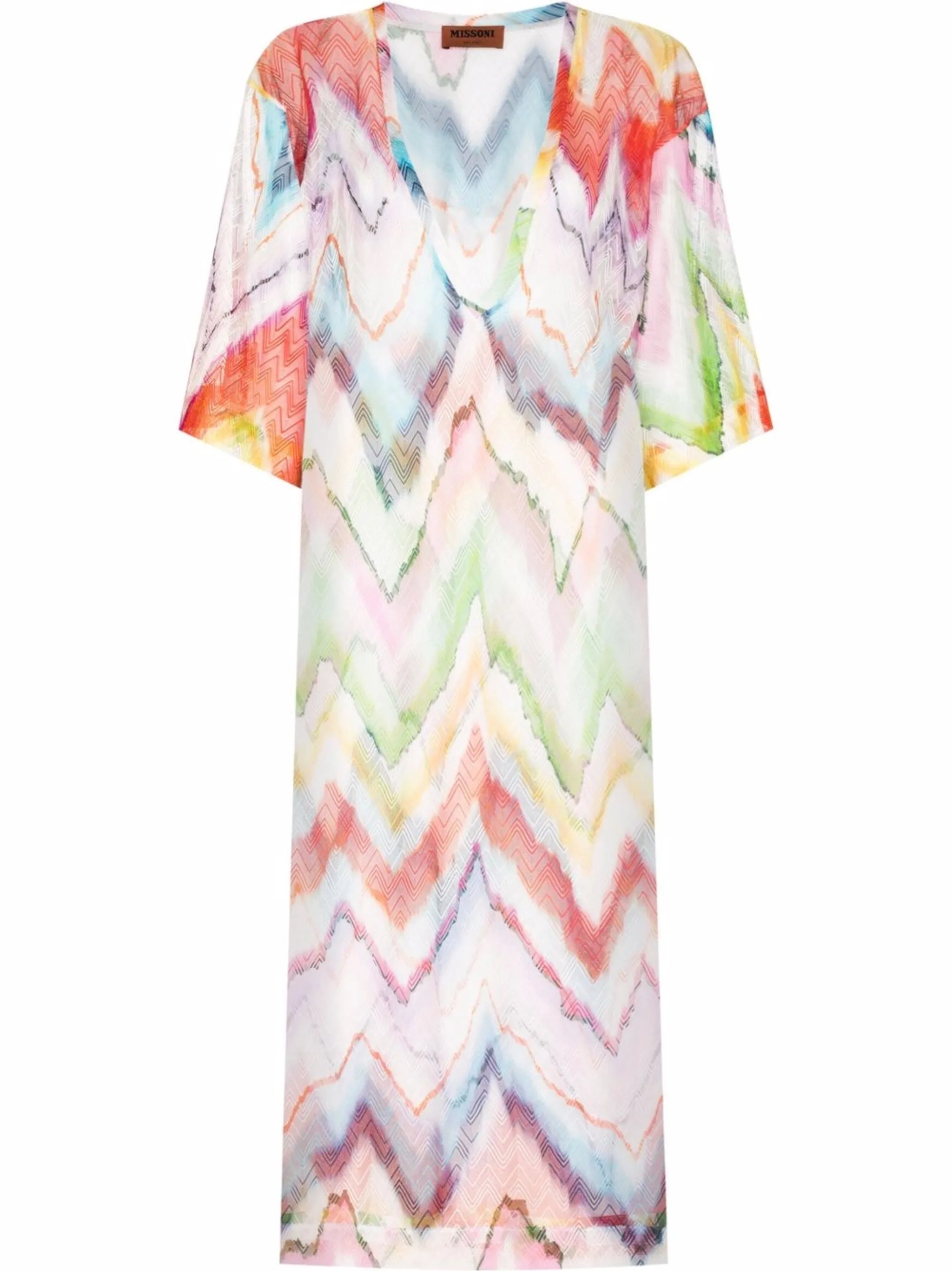 zigzag-print V-neck dress