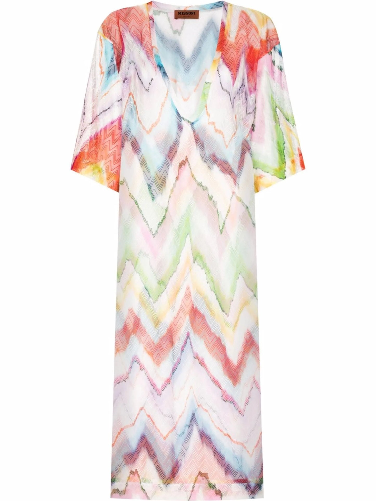 zigzag-print V-neck dress
