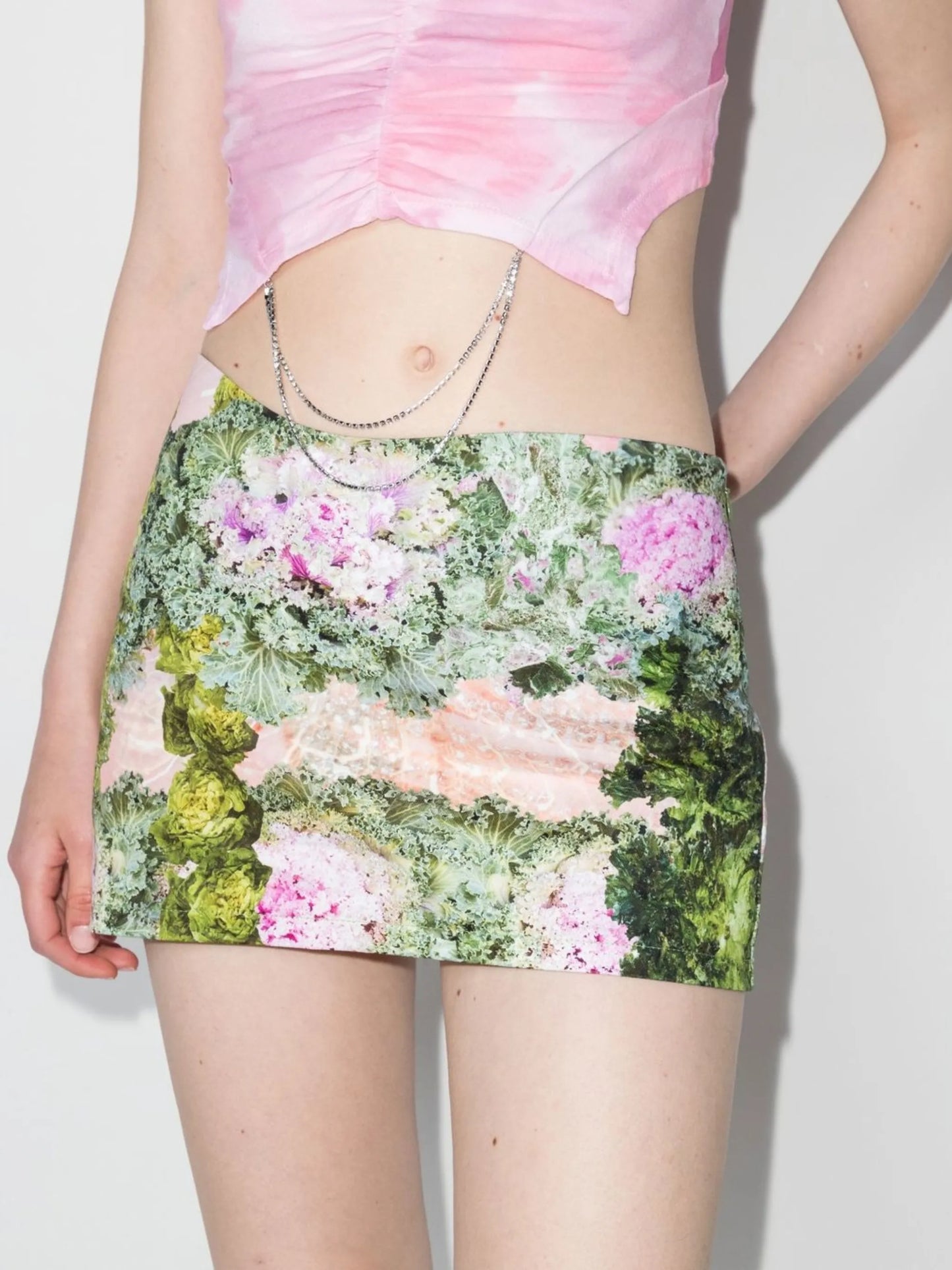 floral-print miniskirt