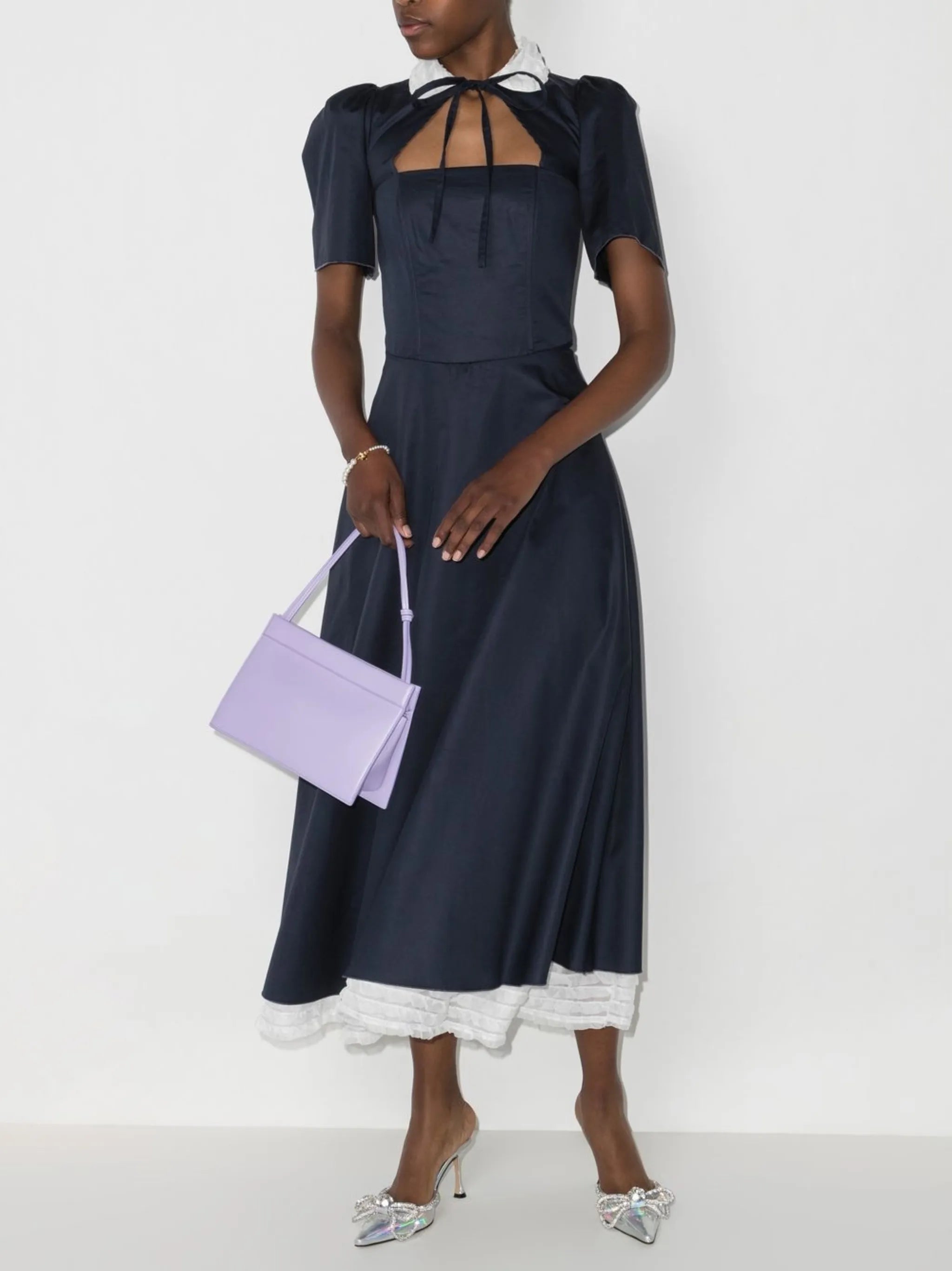 cut-out collared midi dress
