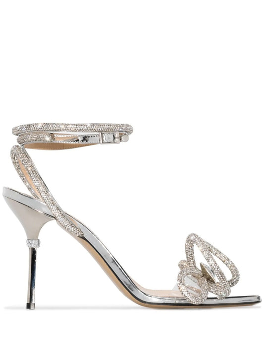 95mm crystal-embellished double-bow sandals