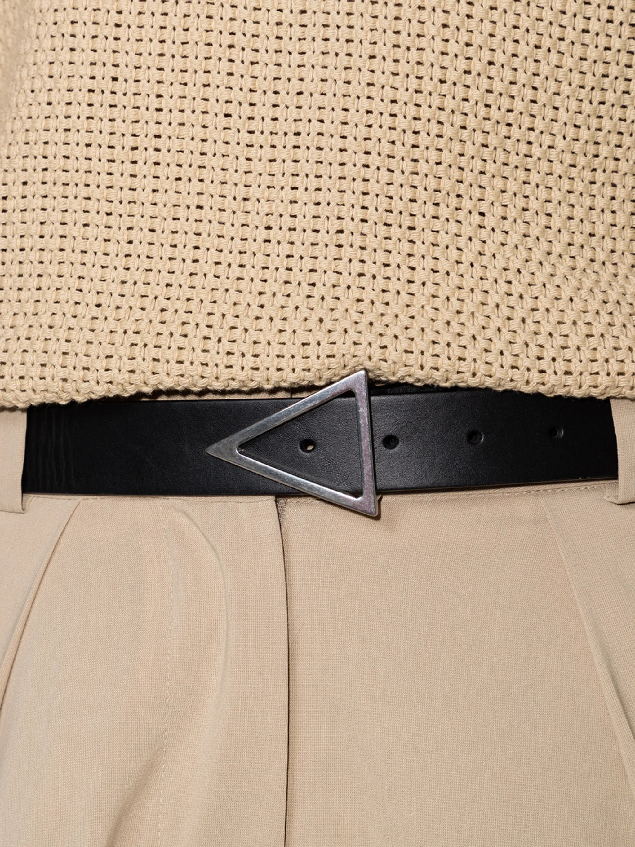 triangle-buckle leather belt