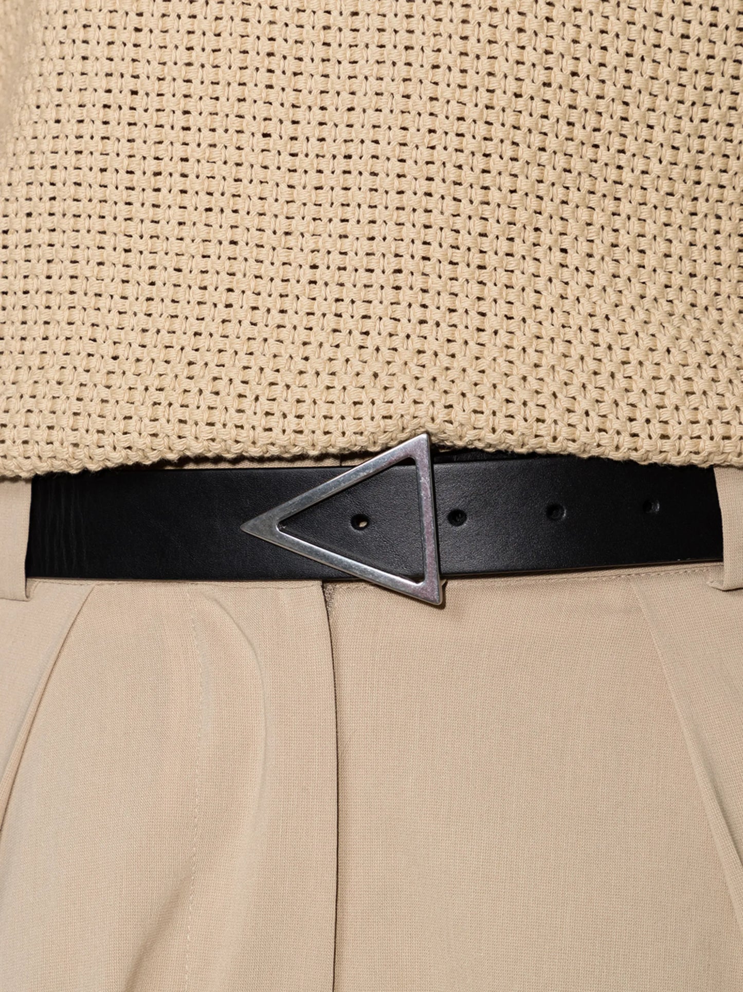 triangle-buckle leather belt