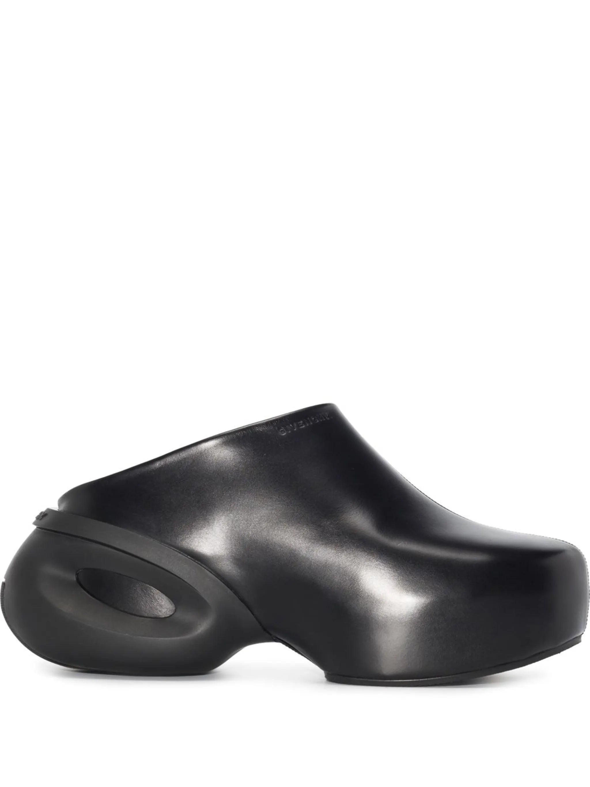chunky-heel leather clogs
