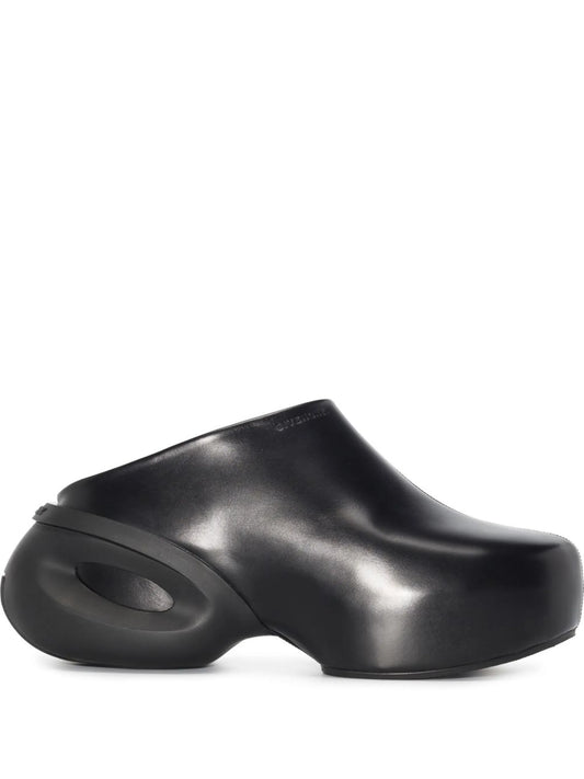 chunky-heel leather clogs