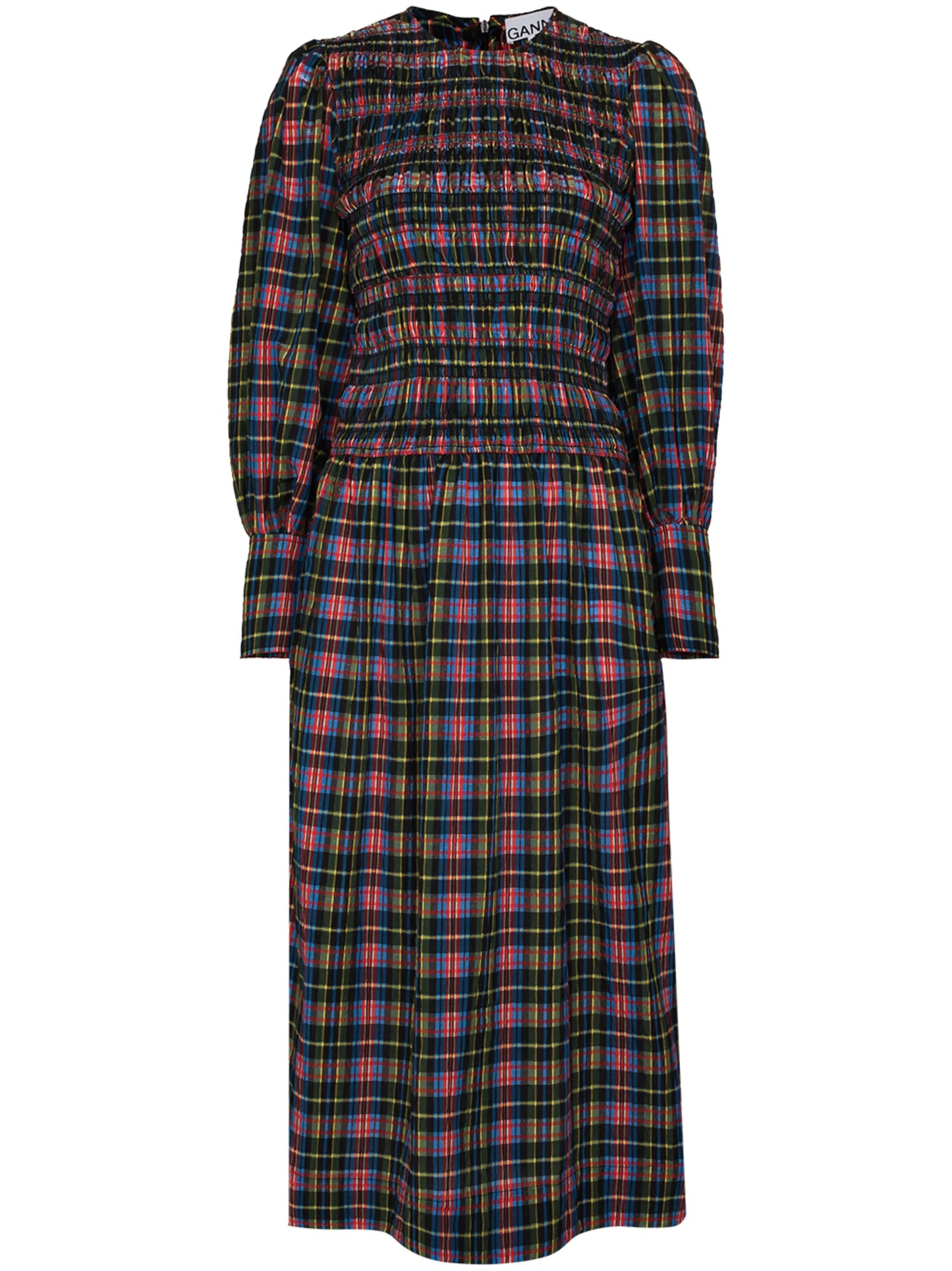 seersucker smocked midi dress