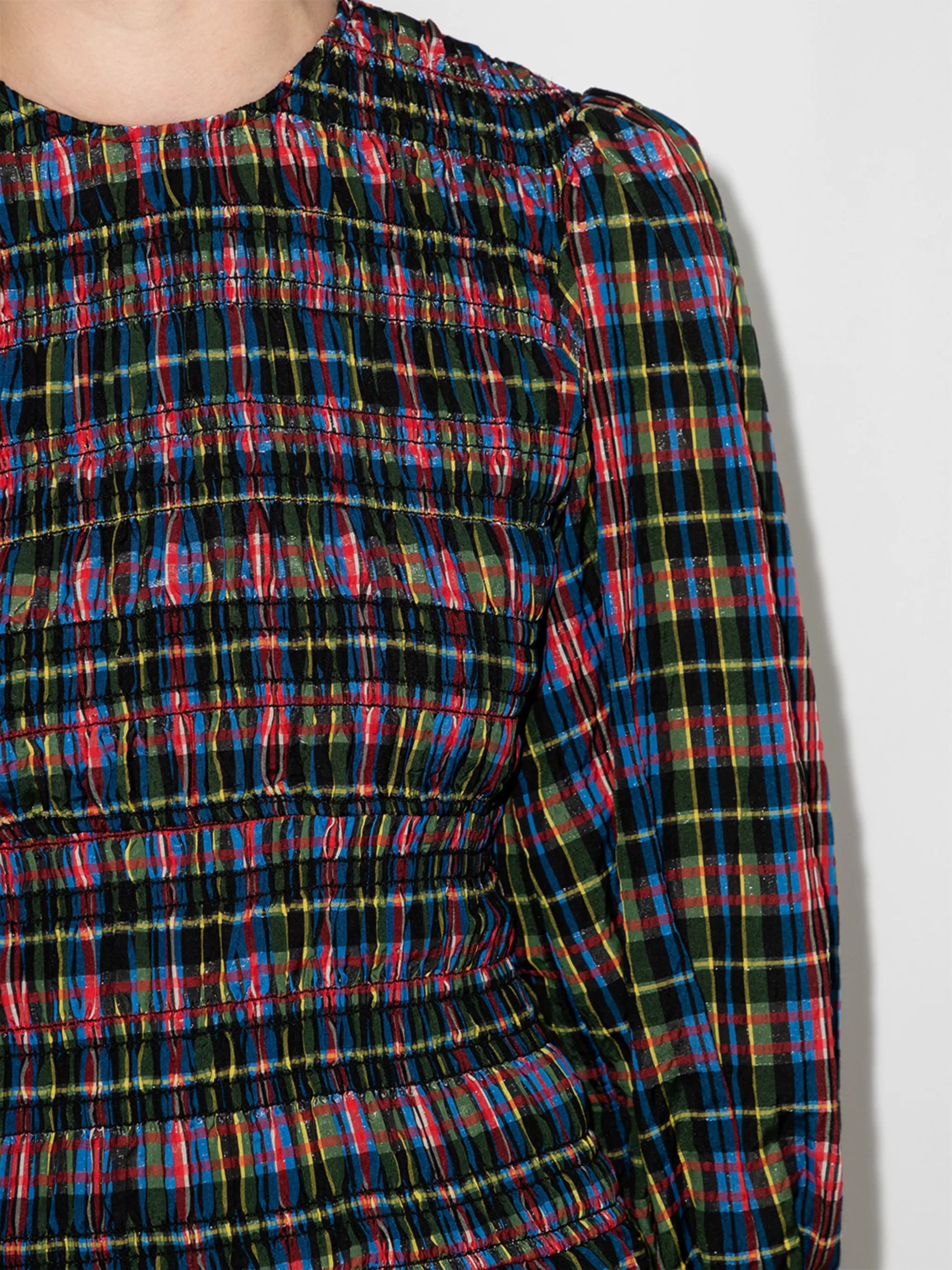 seersucker smocked midi dress