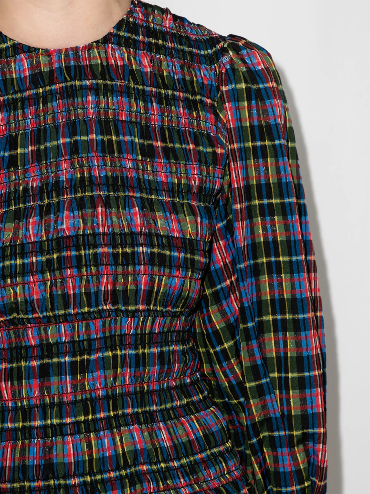 seersucker smocked midi dress