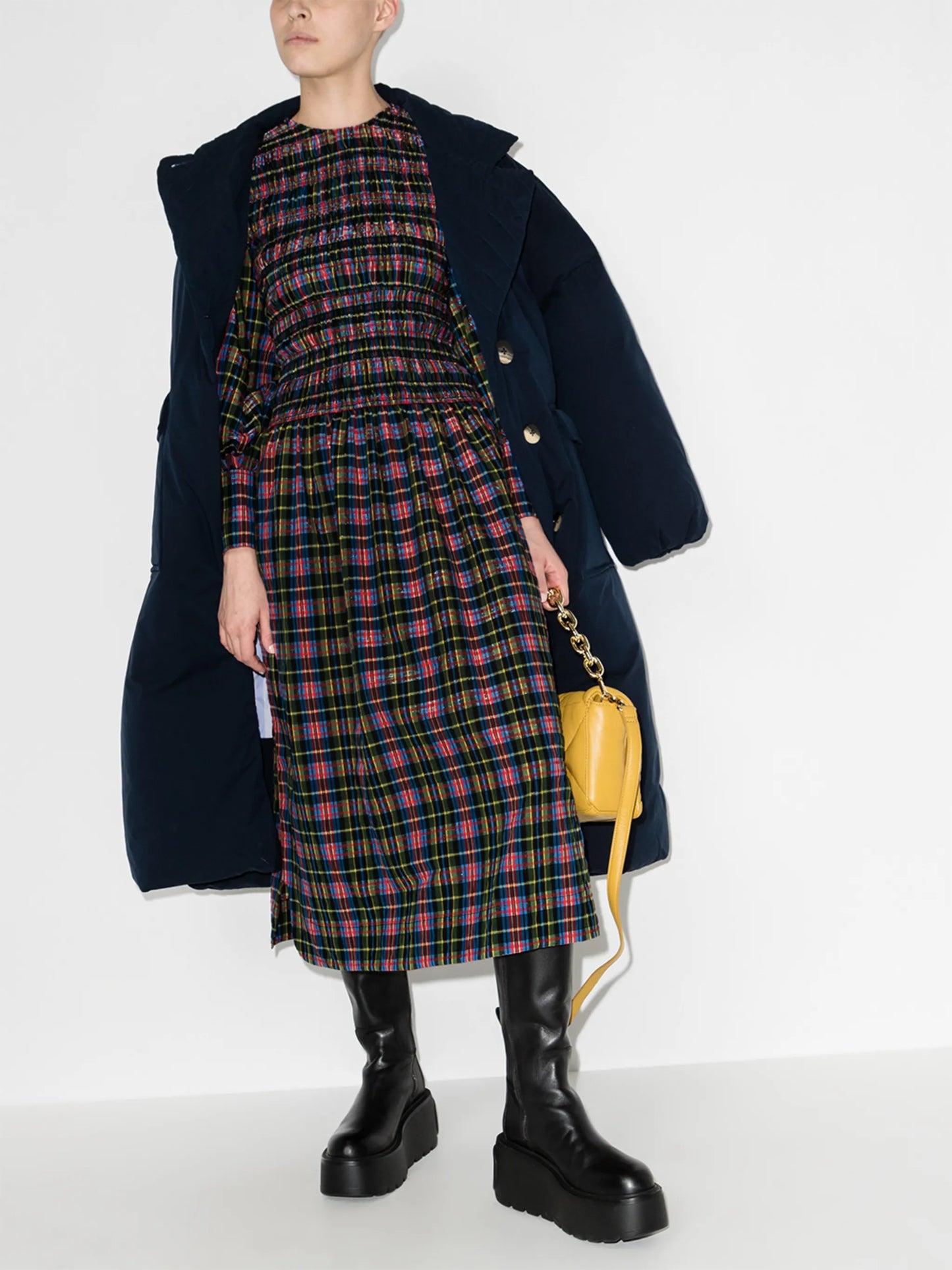 seersucker smocked midi dress