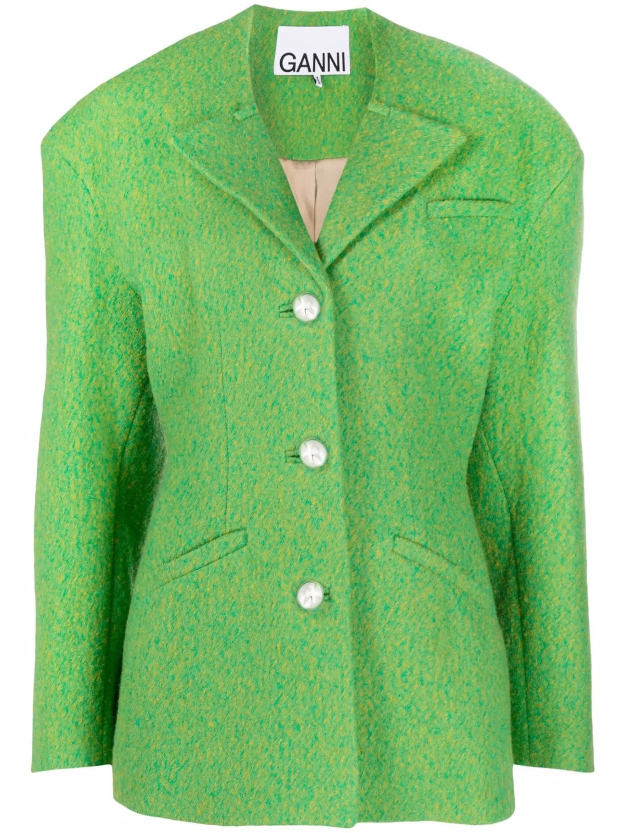 padded-shoulder single-breasted blazer