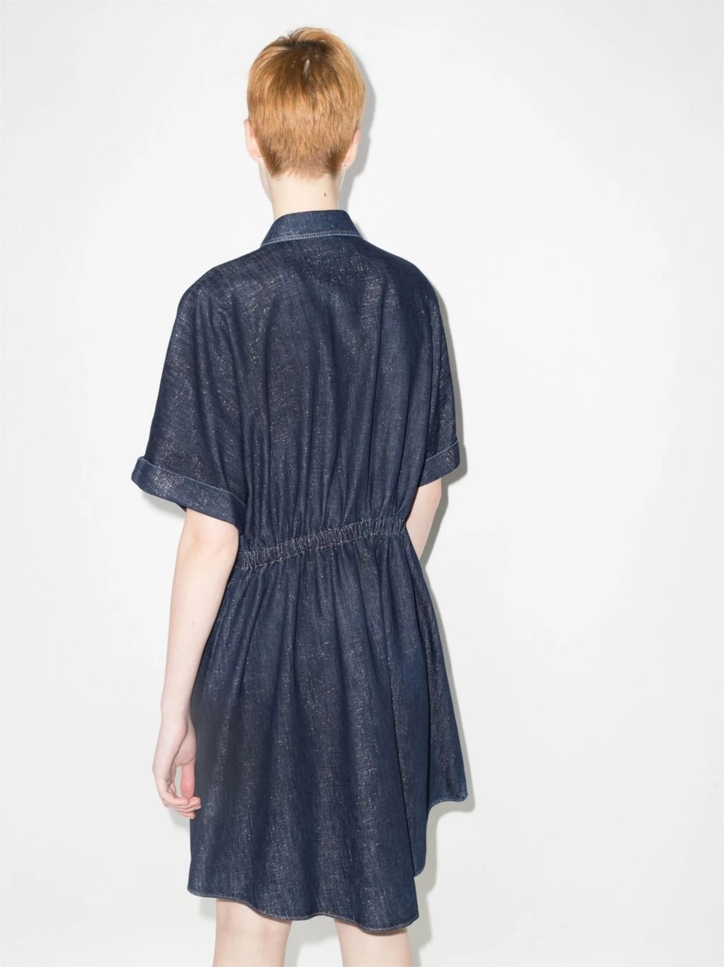 denim midi shirt dress