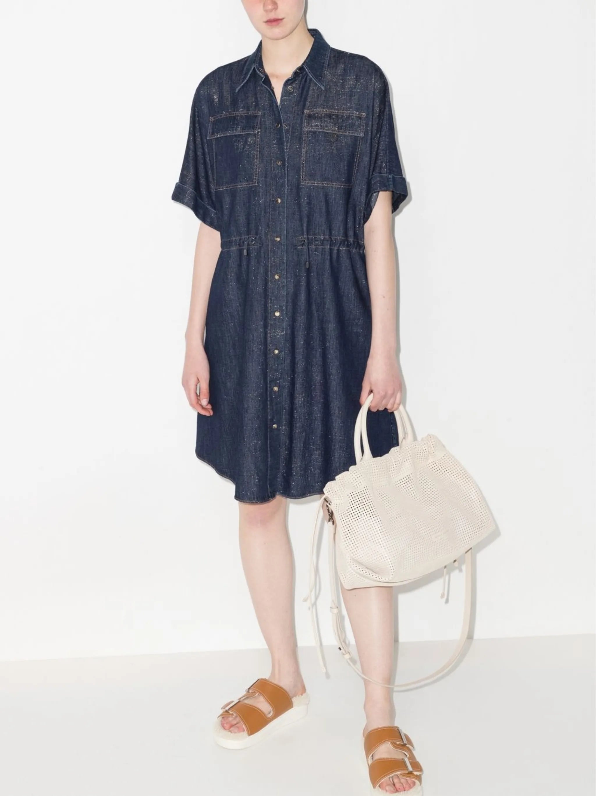 denim midi shirt dress