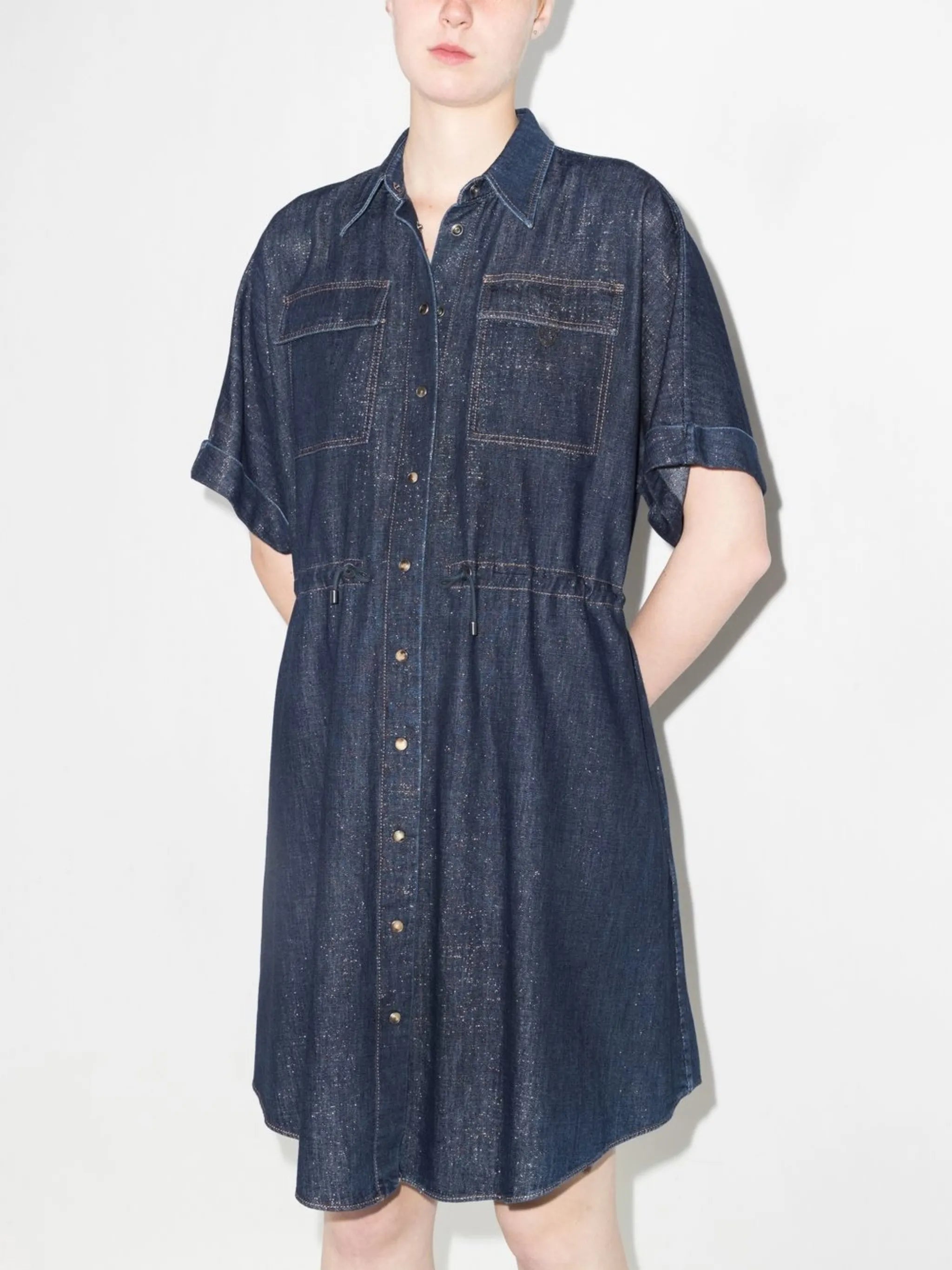 denim midi shirt dress