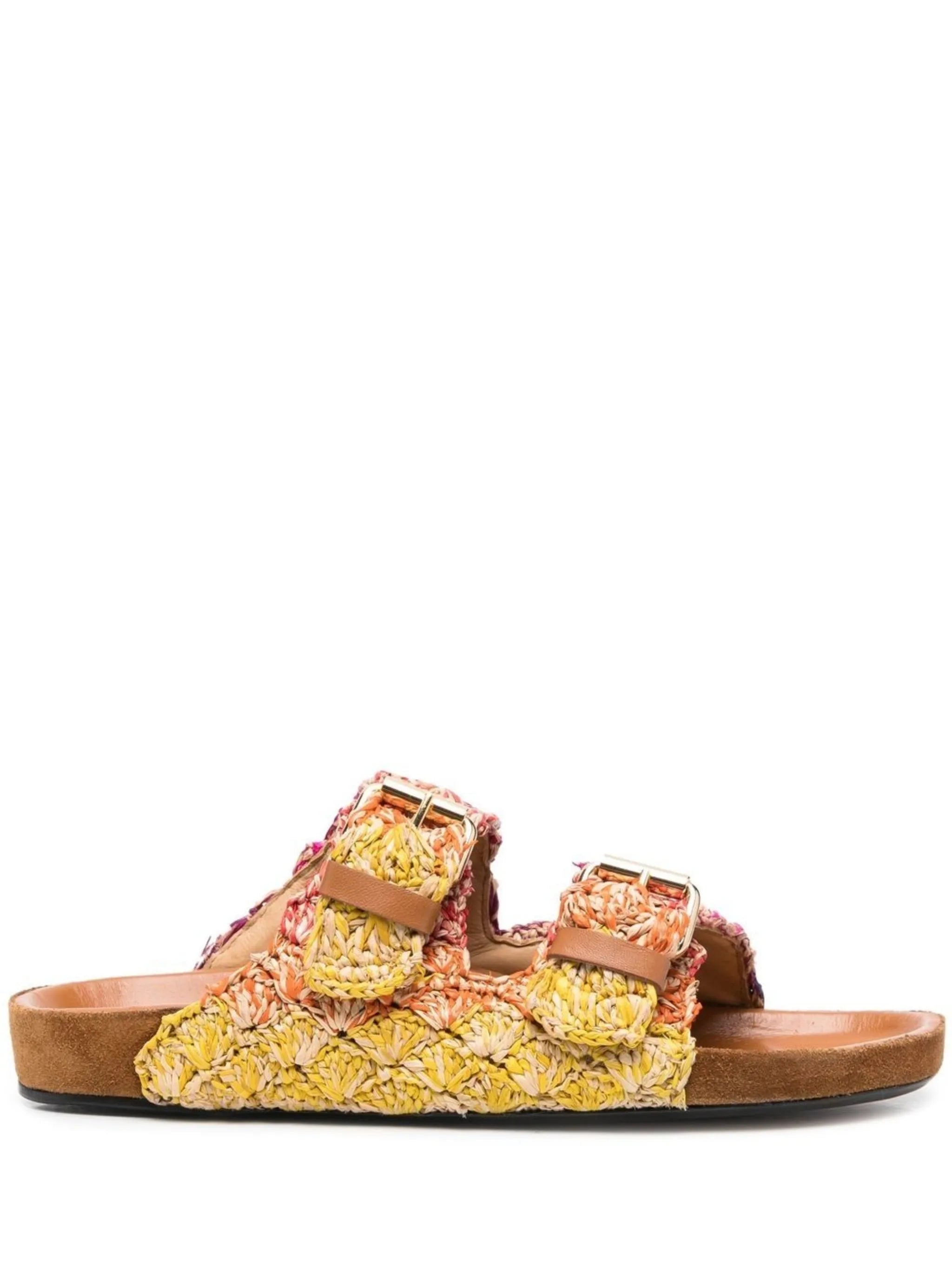 slip-on buckled sandals