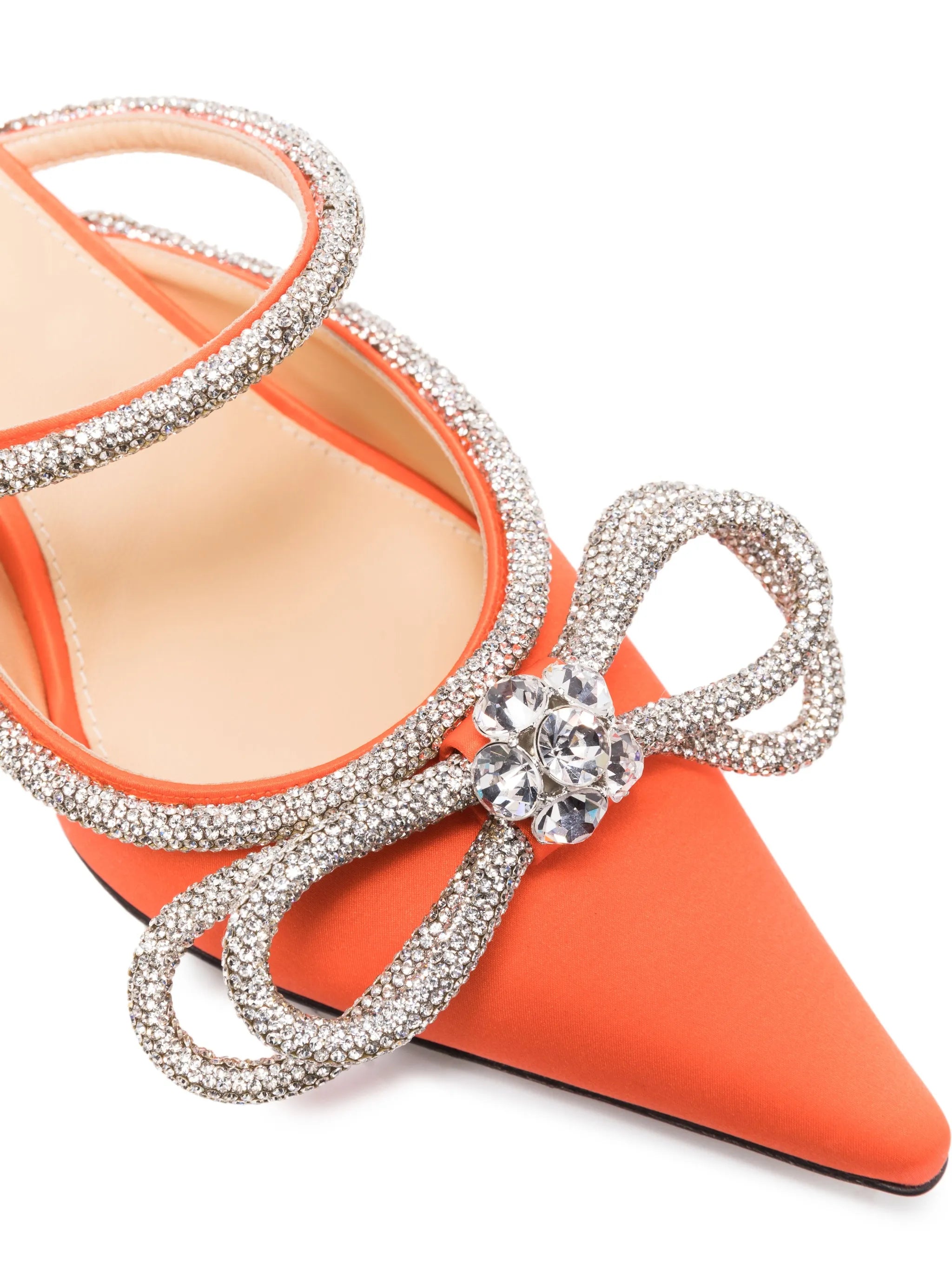 Double Bow 65mm crystal-embellished mules