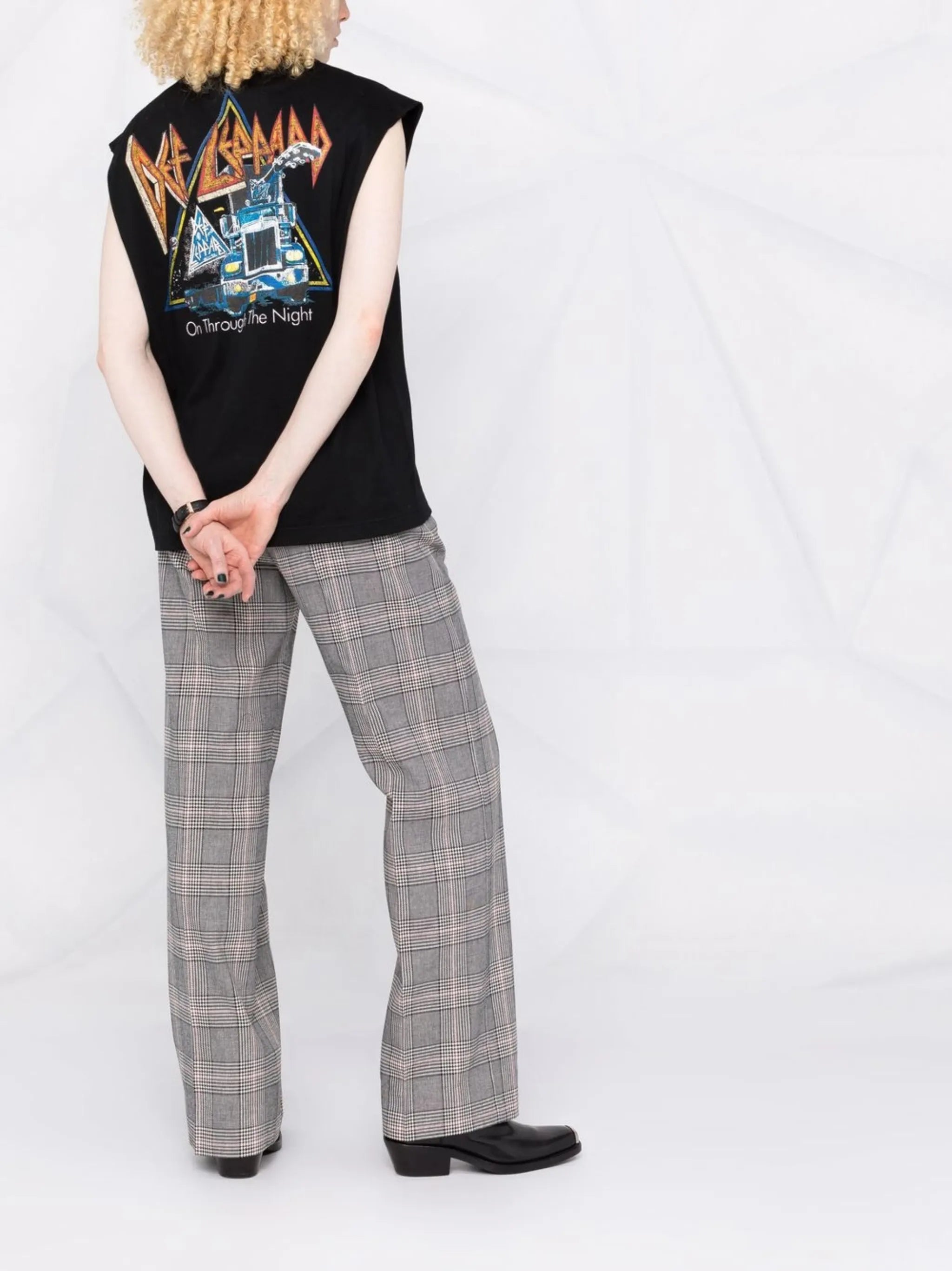 logo-patch check-print trousers