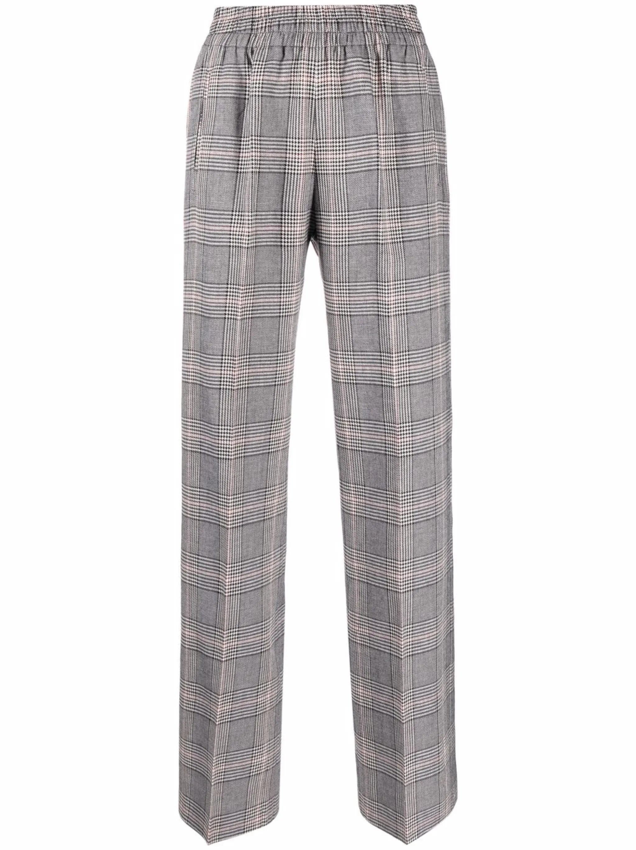 logo-patch check-print trousers
