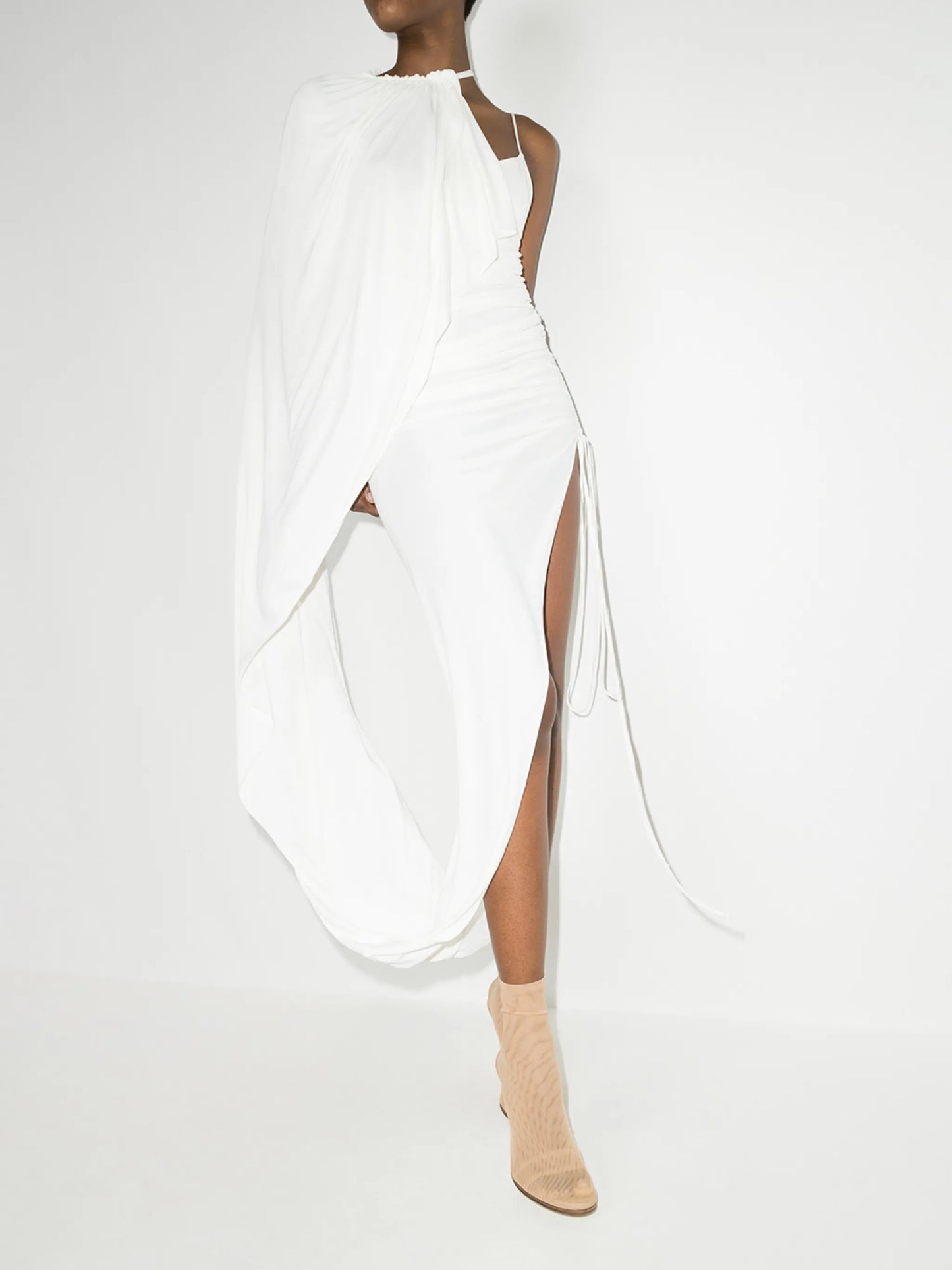 asymmetric draped dress