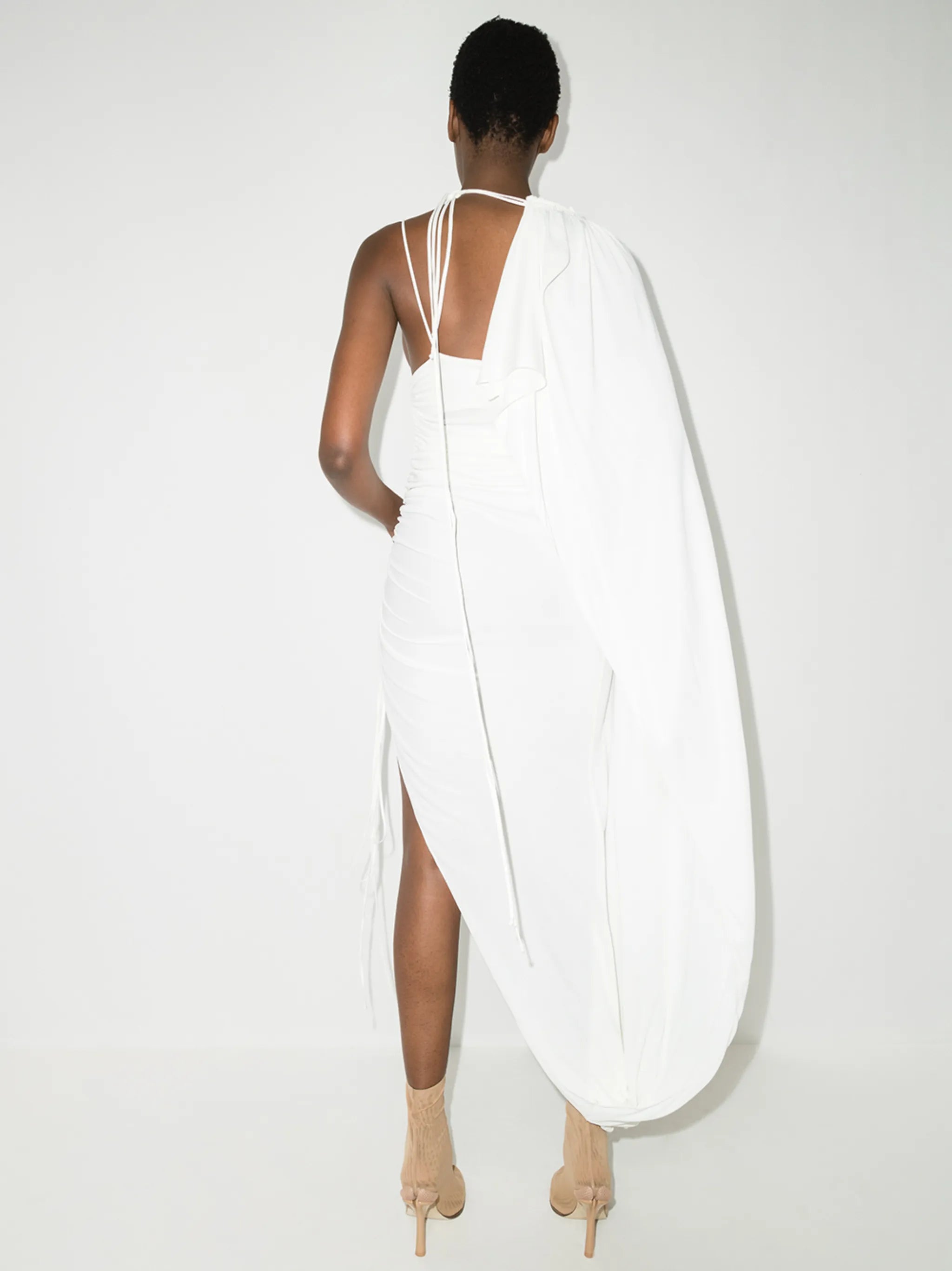 asymmetric draped dress