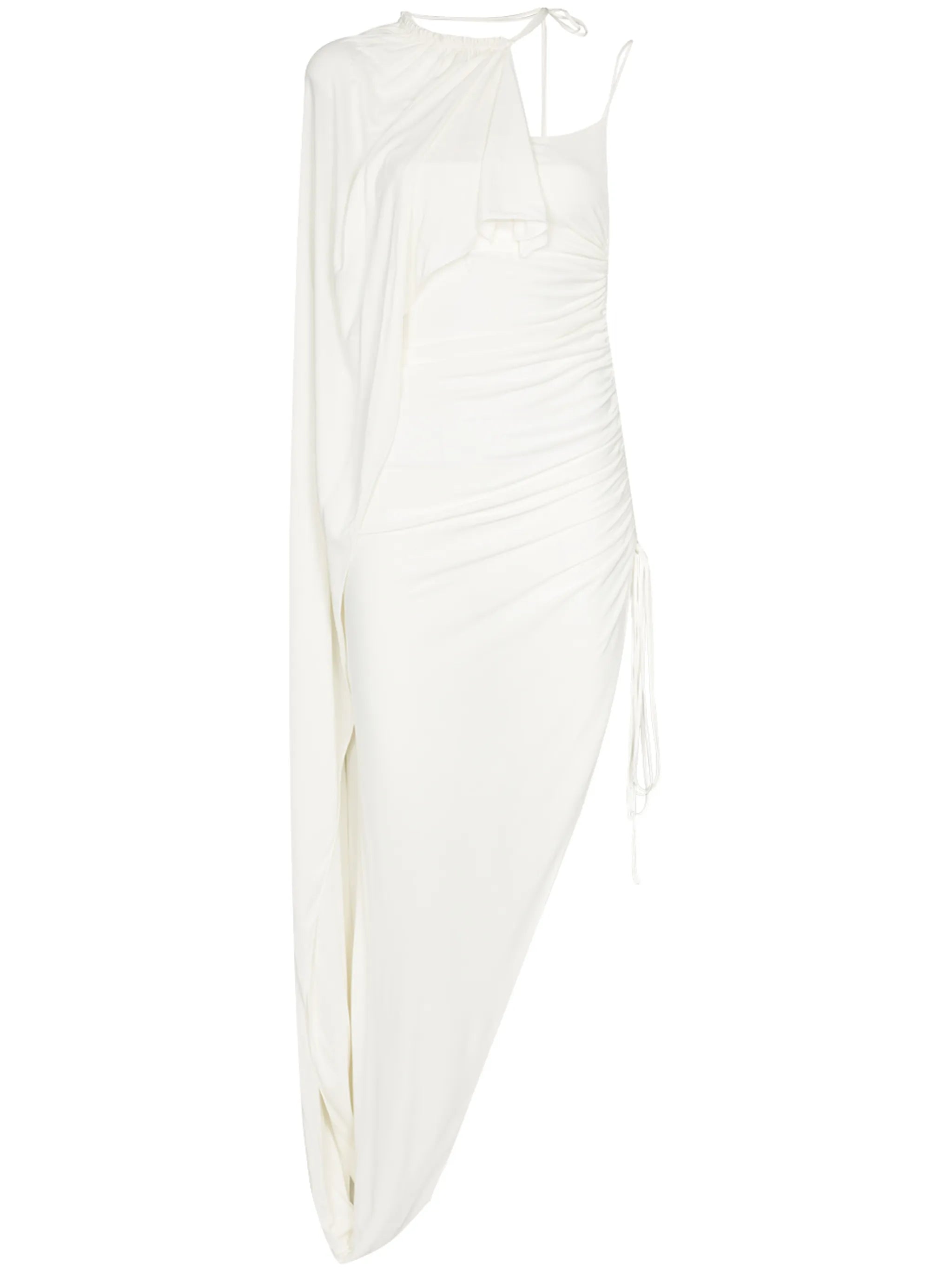 asymmetric draped dress