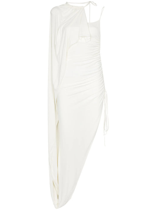 asymmetric draped dress