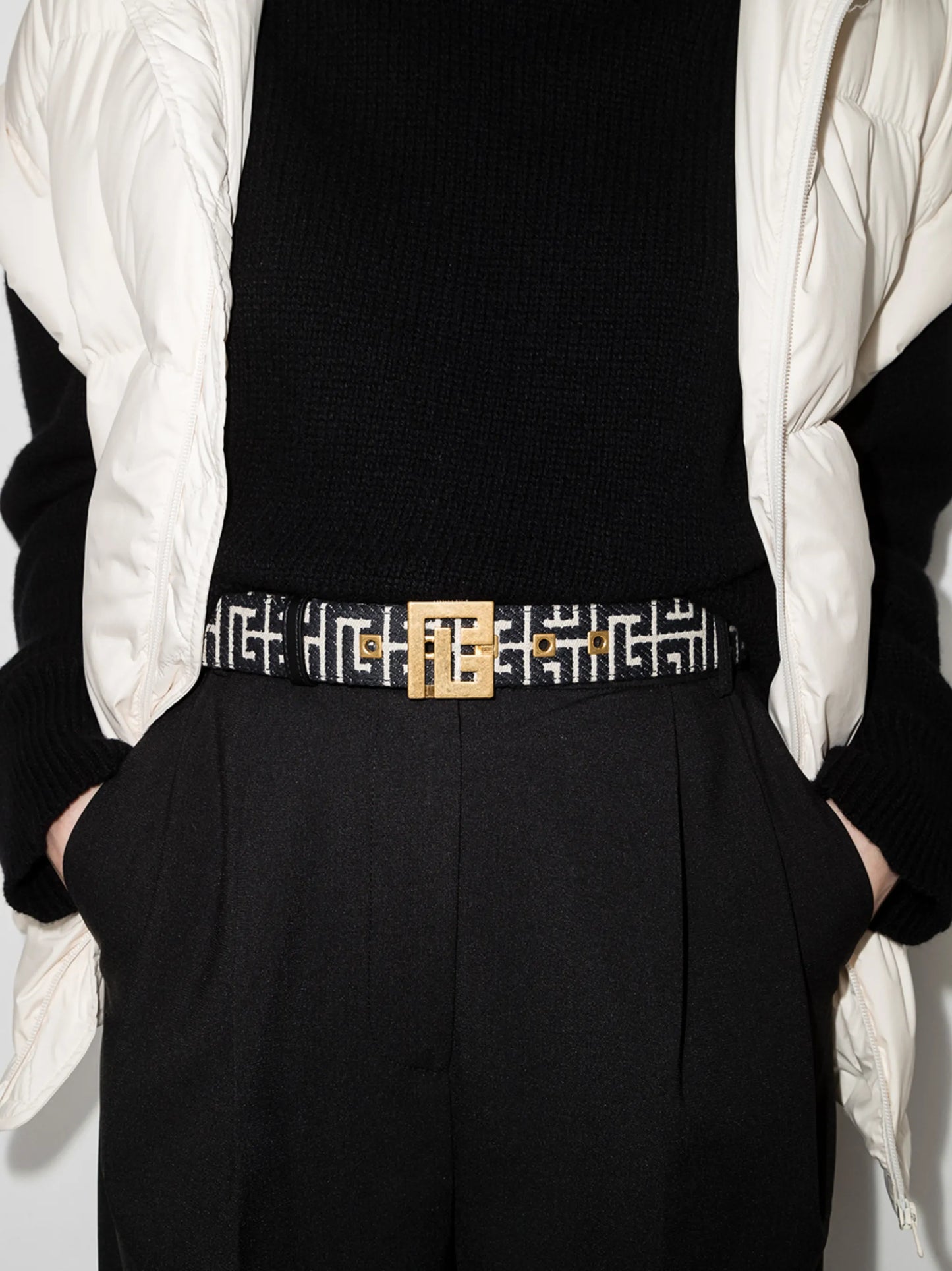monogram jacquard logo-buckle belt